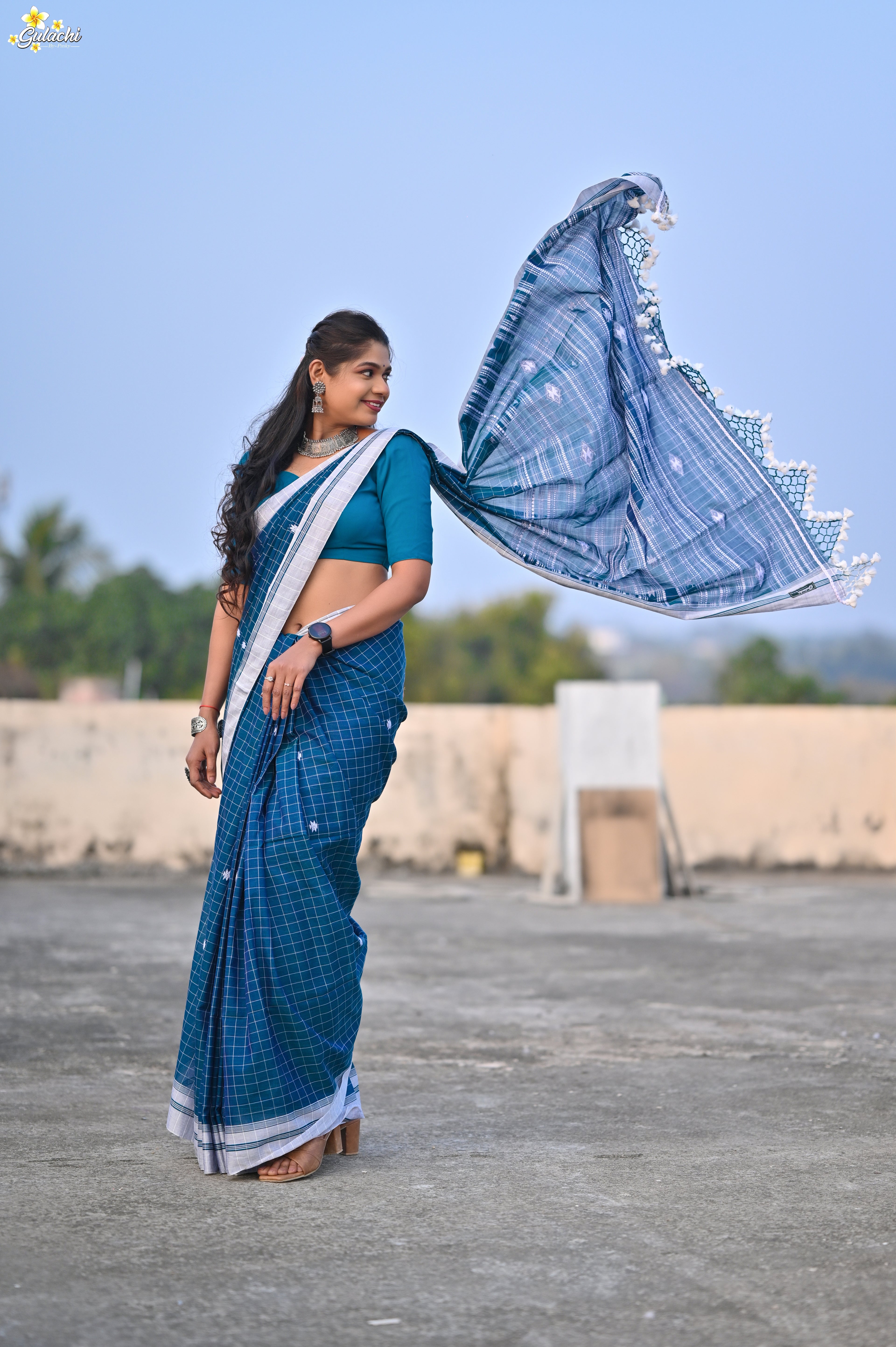 Mercerised Tribal Fusion Saree