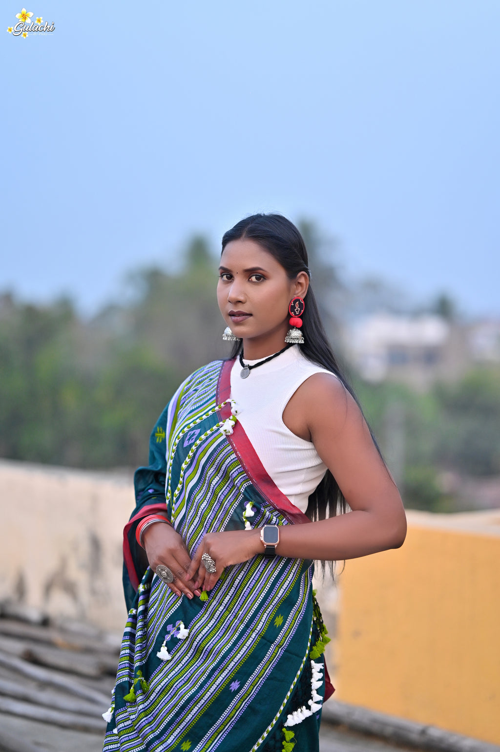 Mercerised Tribal Fusion Saree