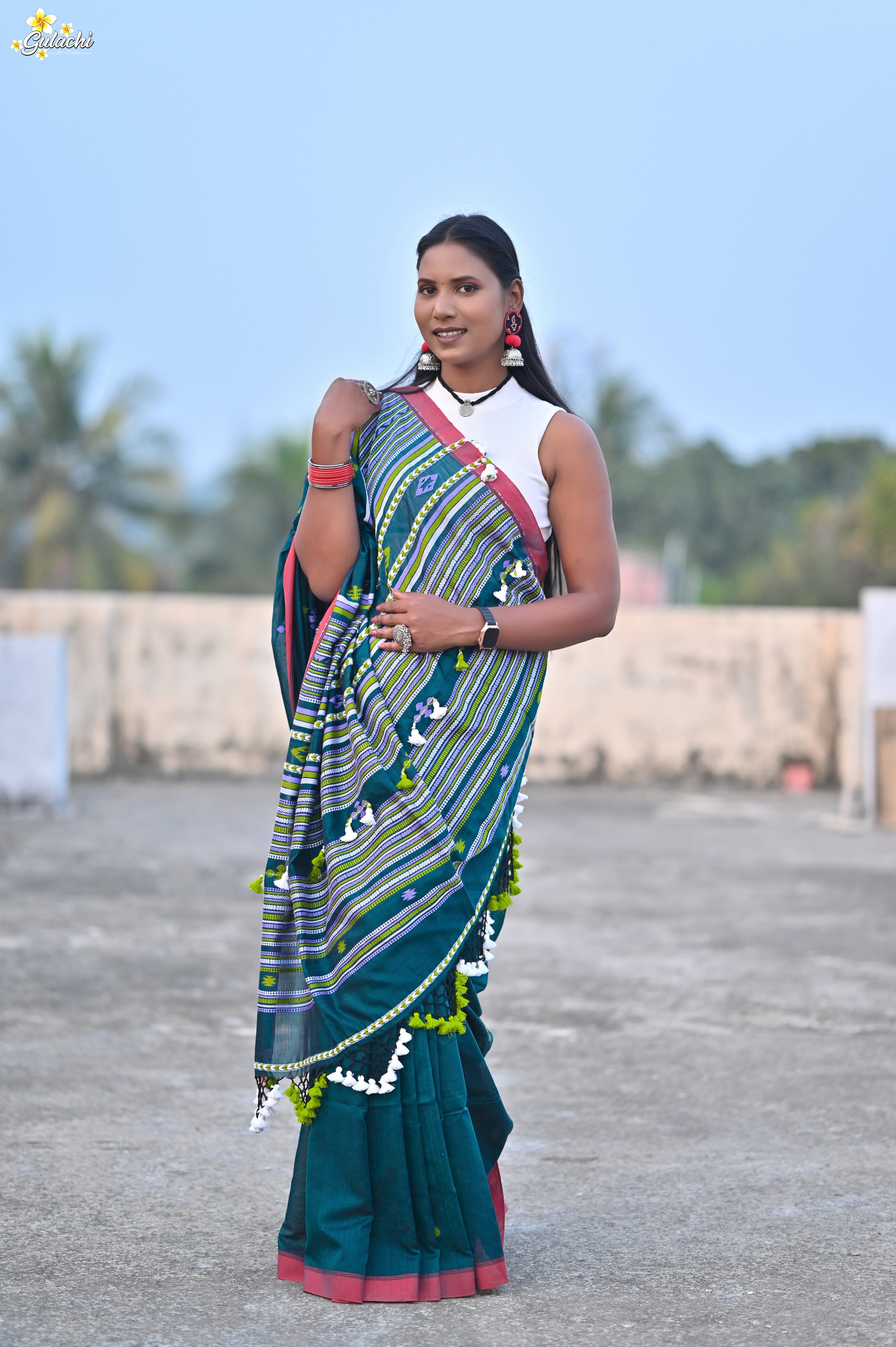 Mercerised Tribal Fusion Saree