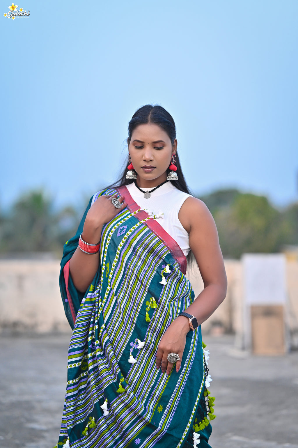 Mercerised Tribal Fusion Saree