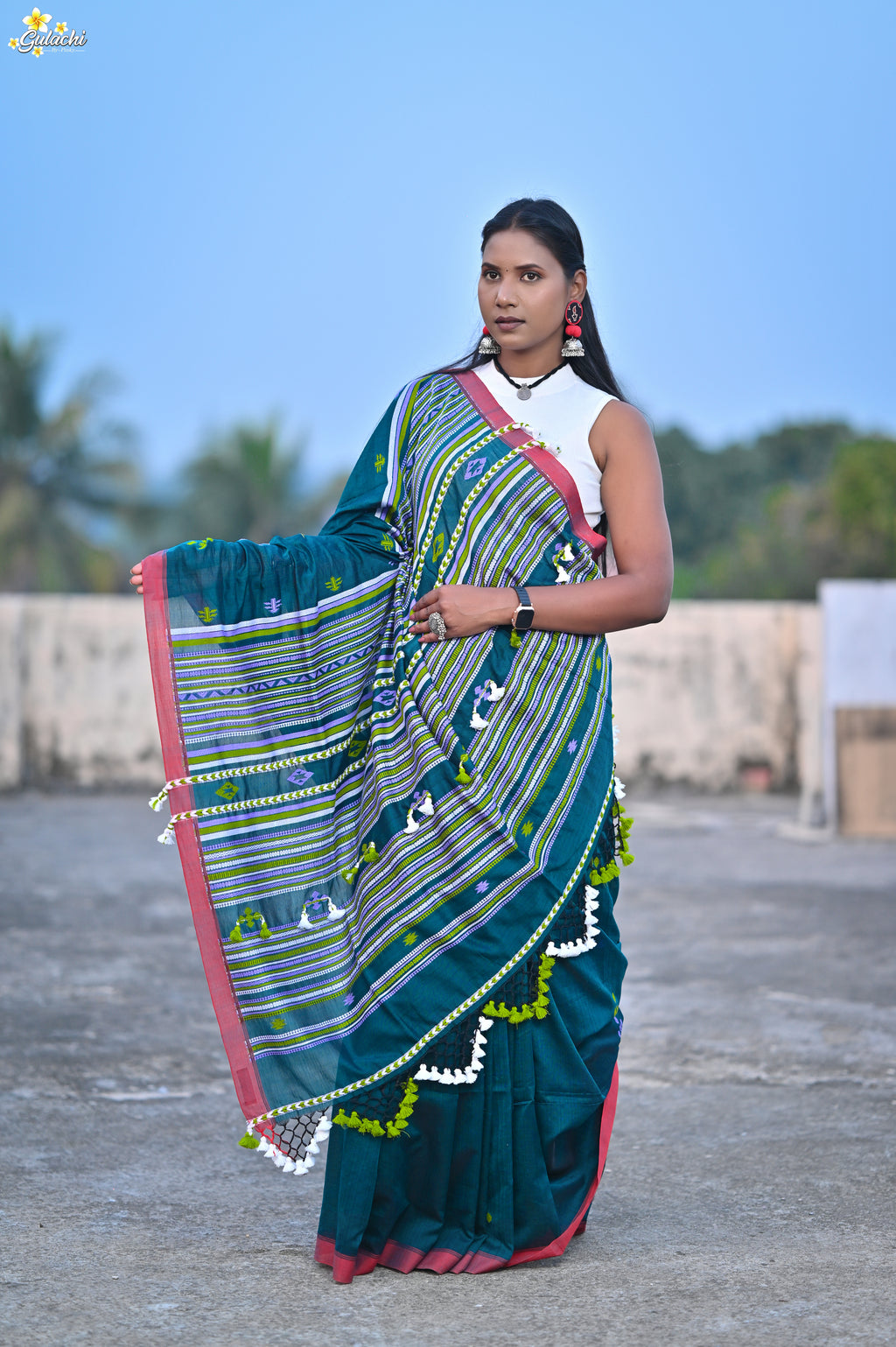 Mercerised Tribal Fusion Saree
