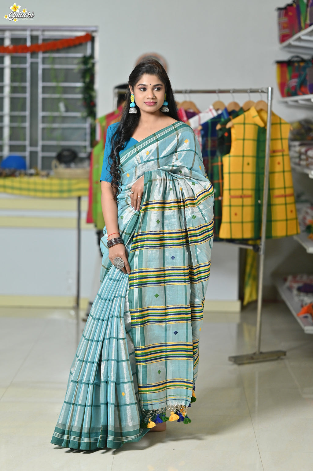 Tissue Cotton Jhal Saree