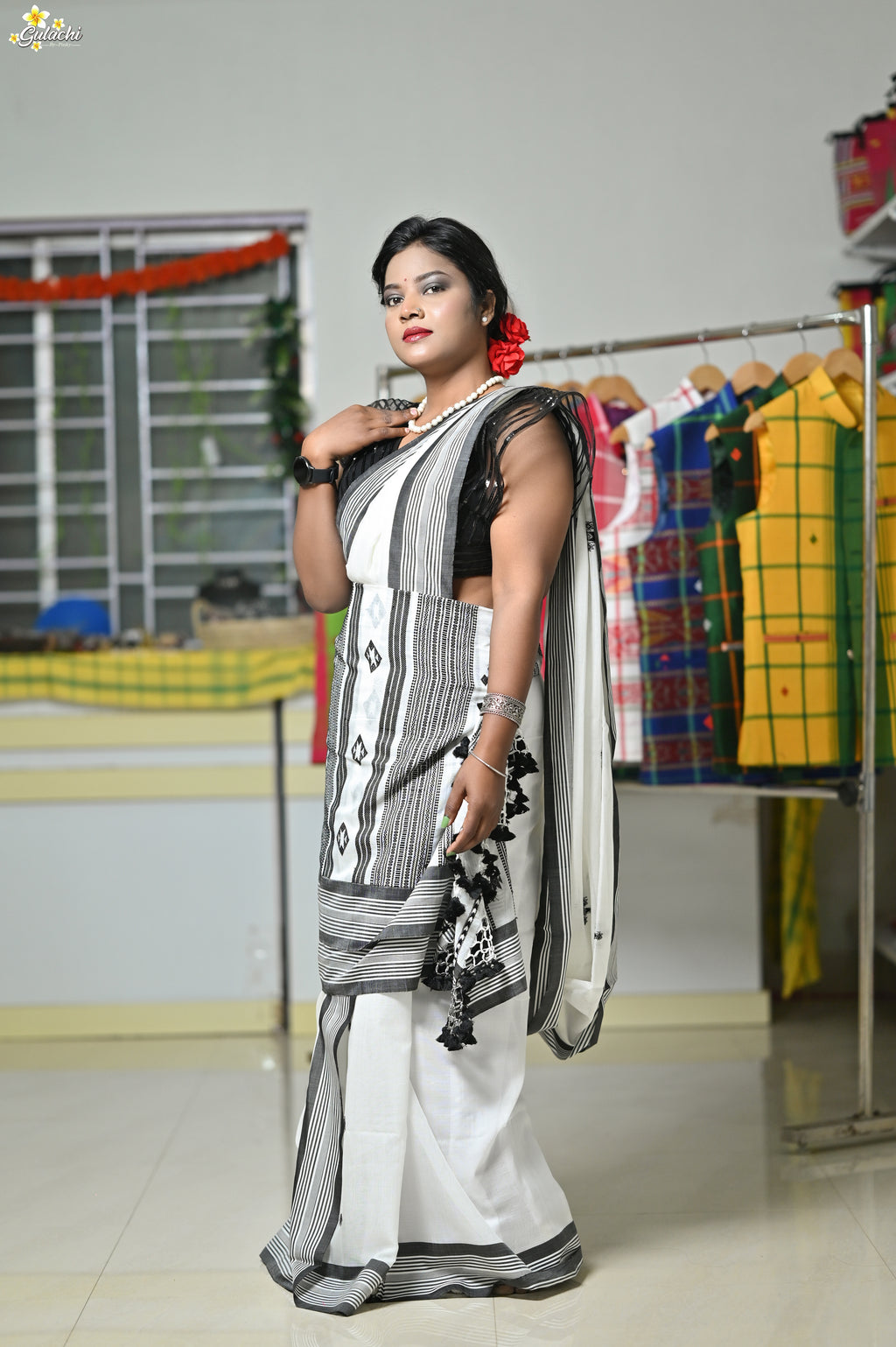 Mercerised Tribal Fusion Saree