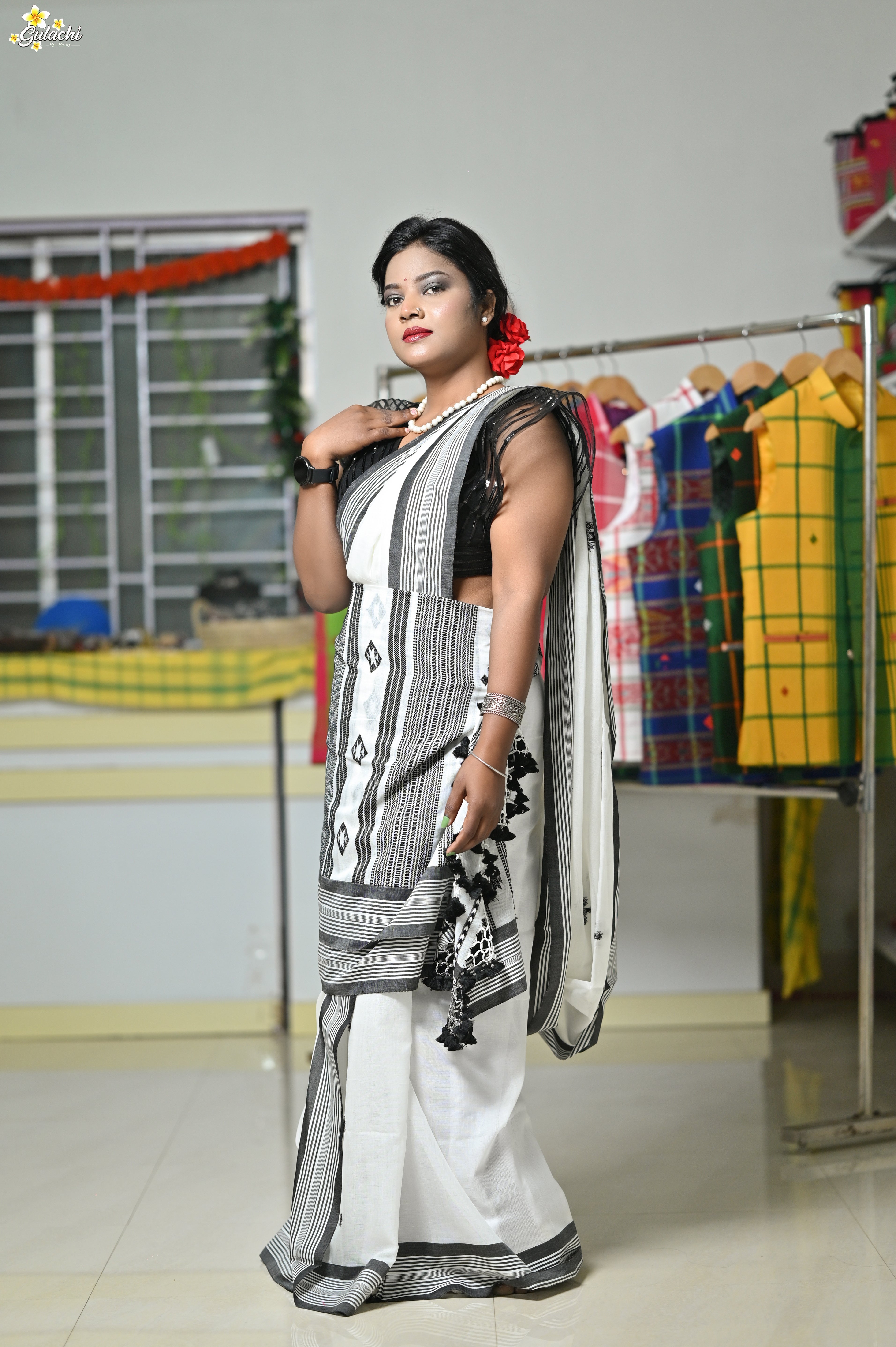 Mercerised Tribal Fusion Saree