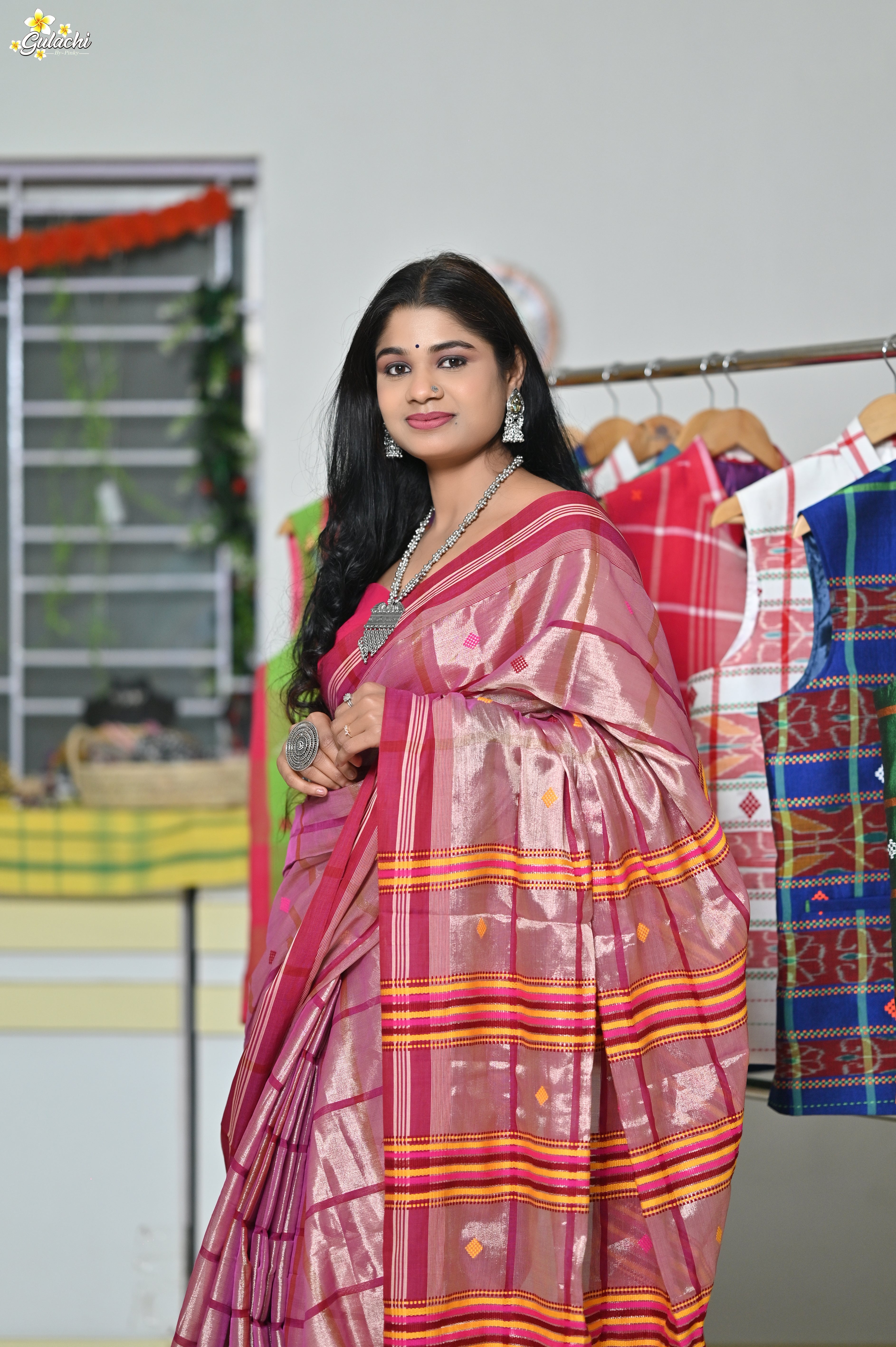 Tissue Cotton Jhal Saree