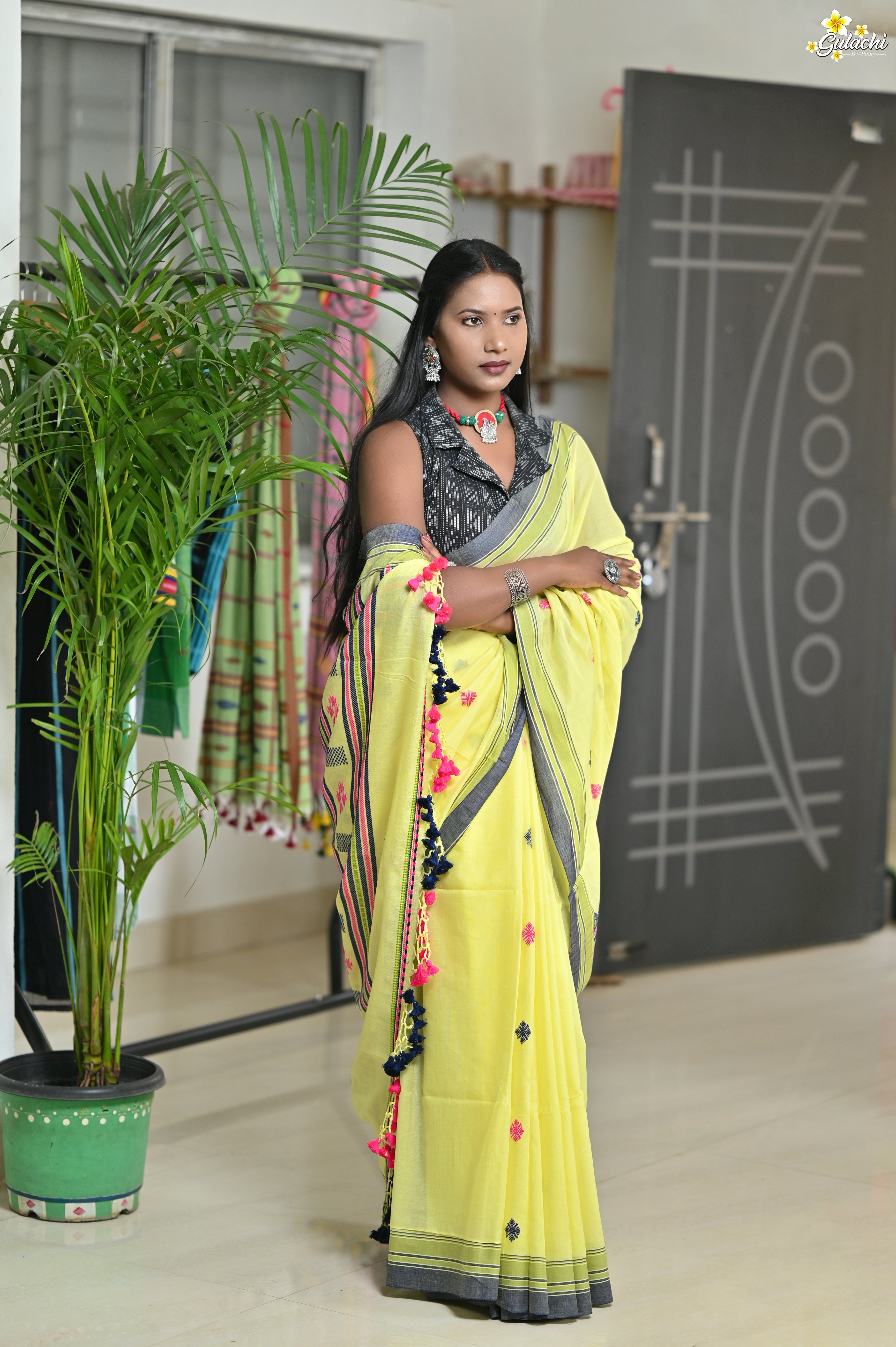 Mercerised Tribal Fusion Saree