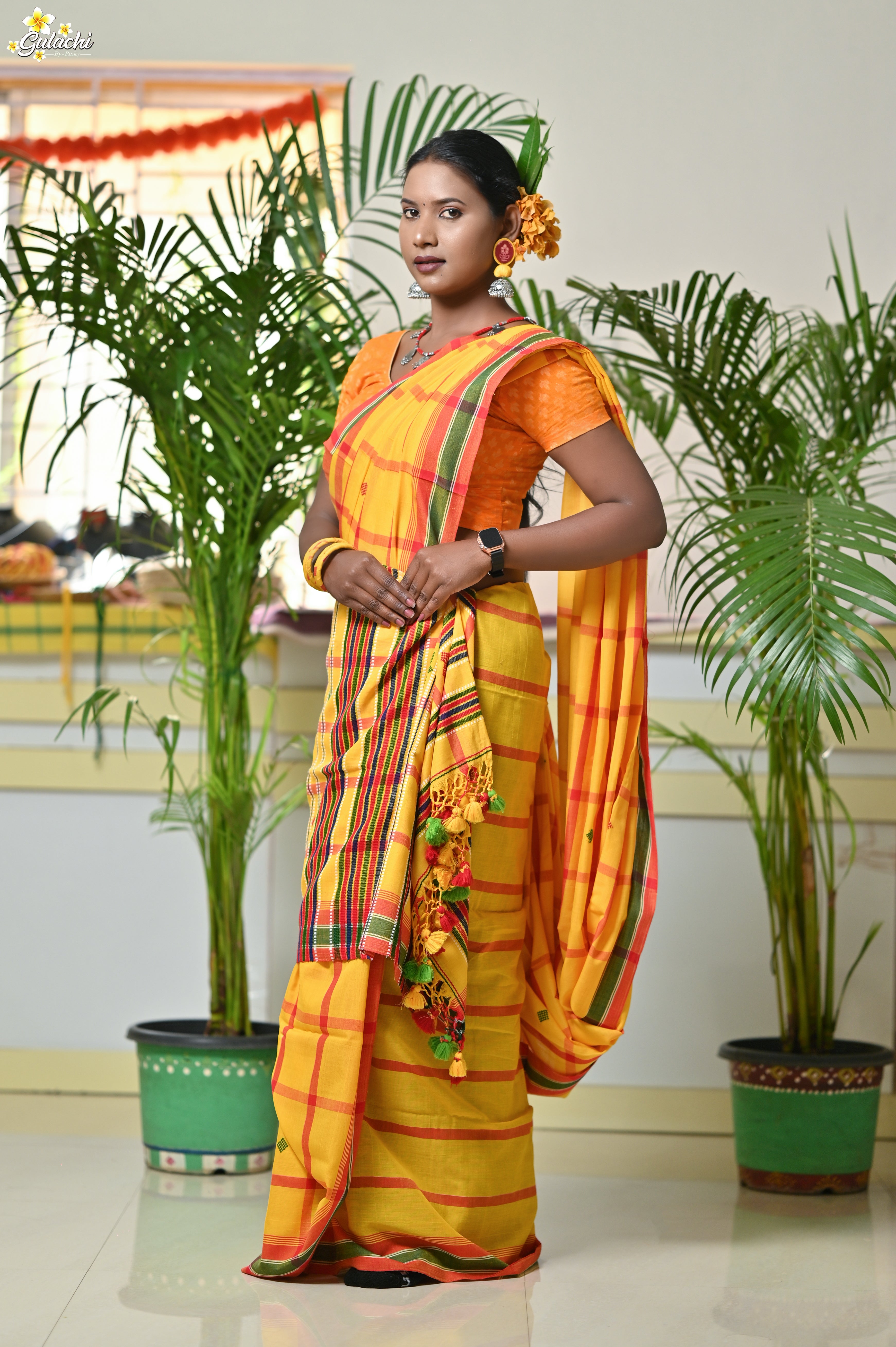 Mercerised Cotton Jhal Saree