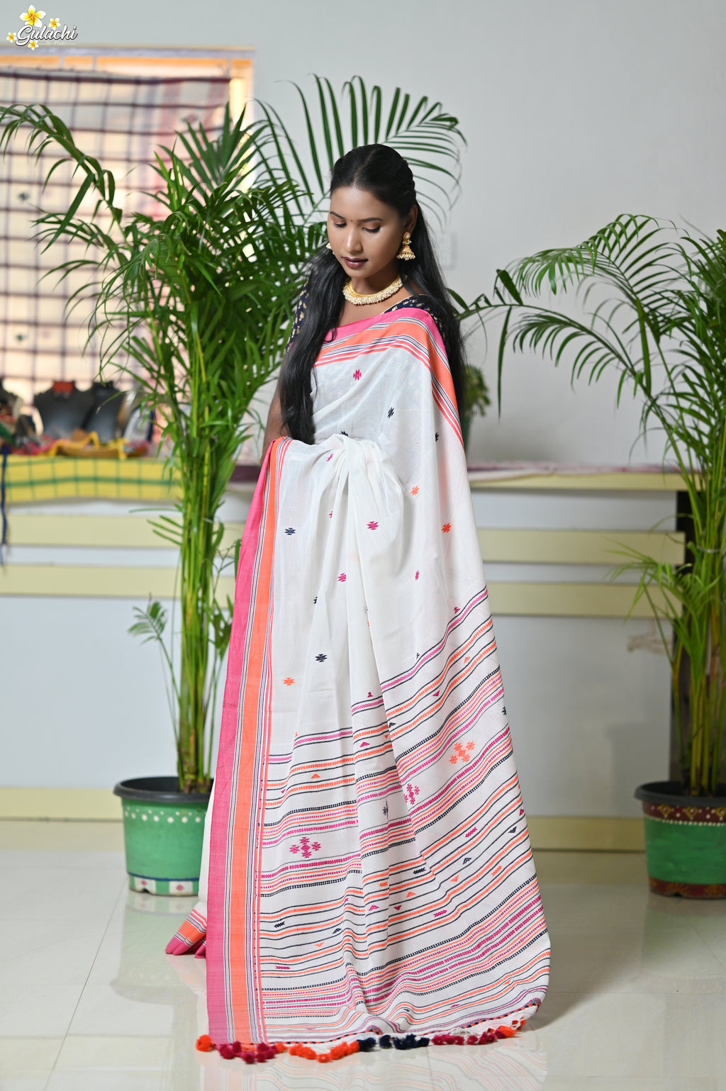 Mercerised Tribal Fusion Saree