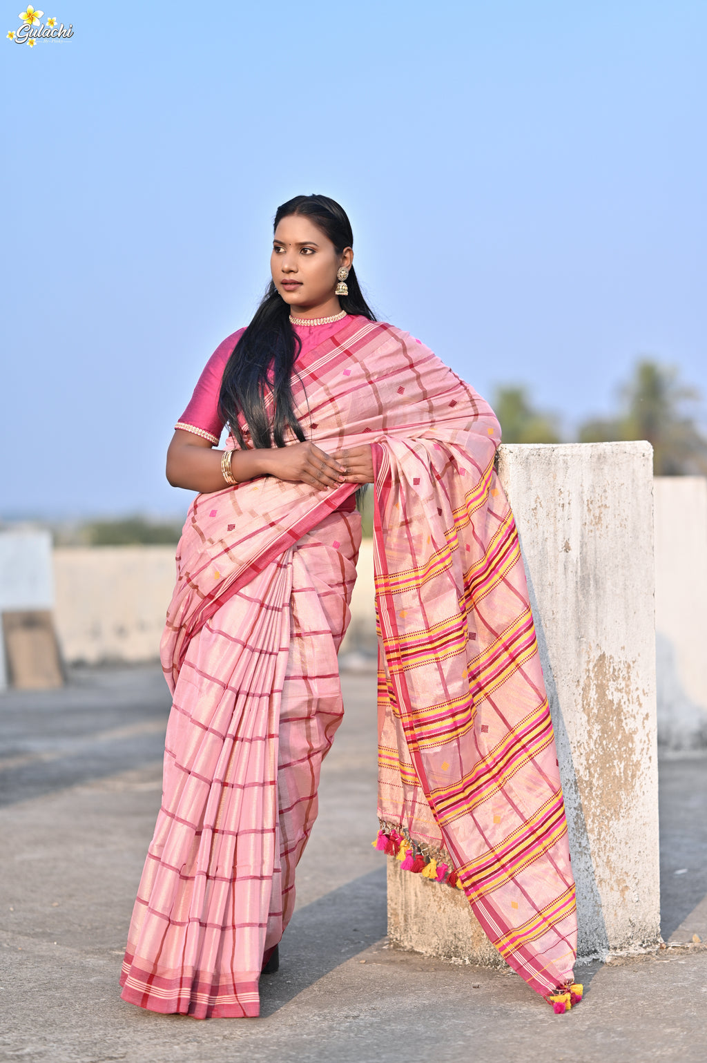 Tissue Cotton Jhal Saree