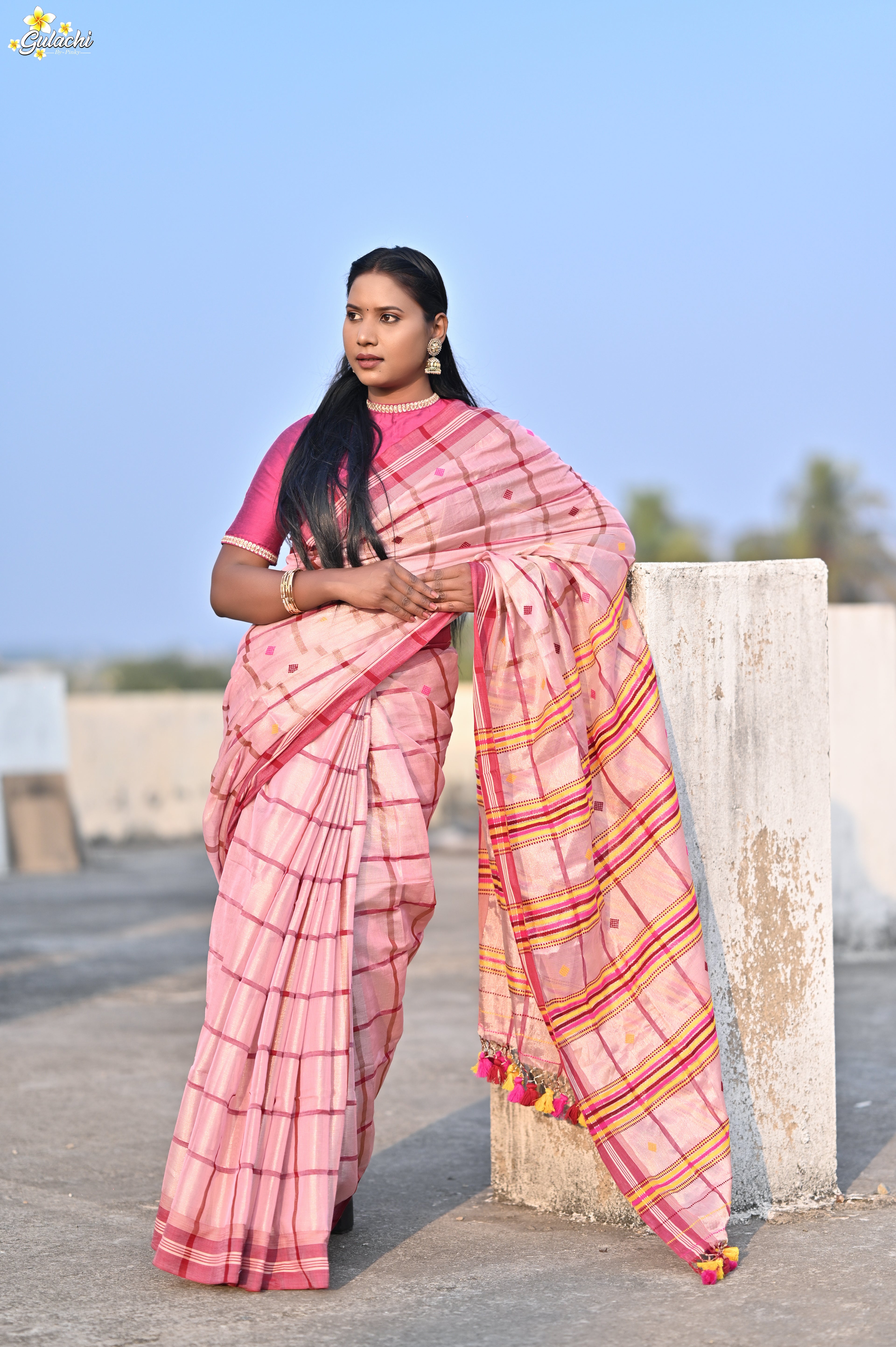 Tissue Cotton Jhal Saree