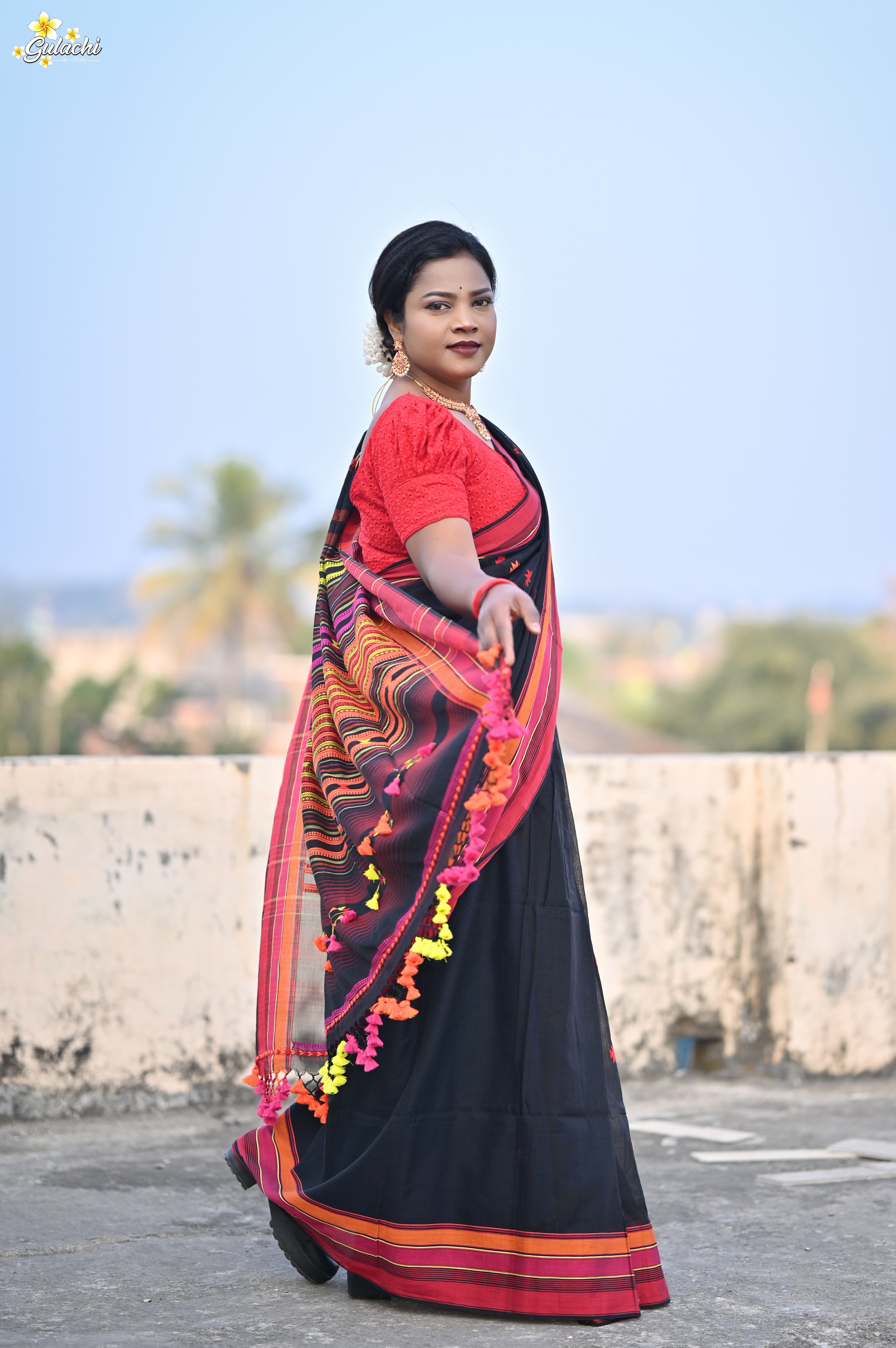 Mercerised Tribal Fusion Saree