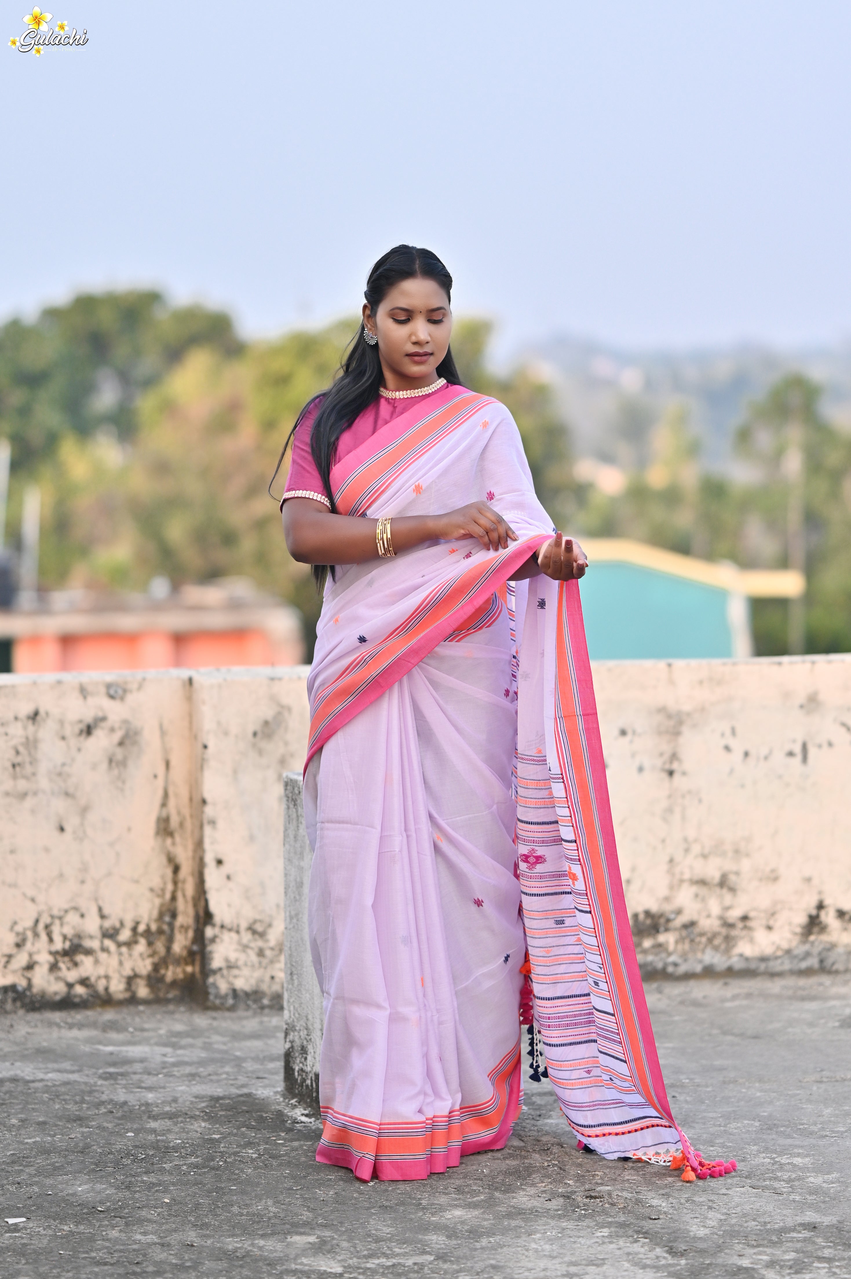 Mercerised Tribal Fusion Saree