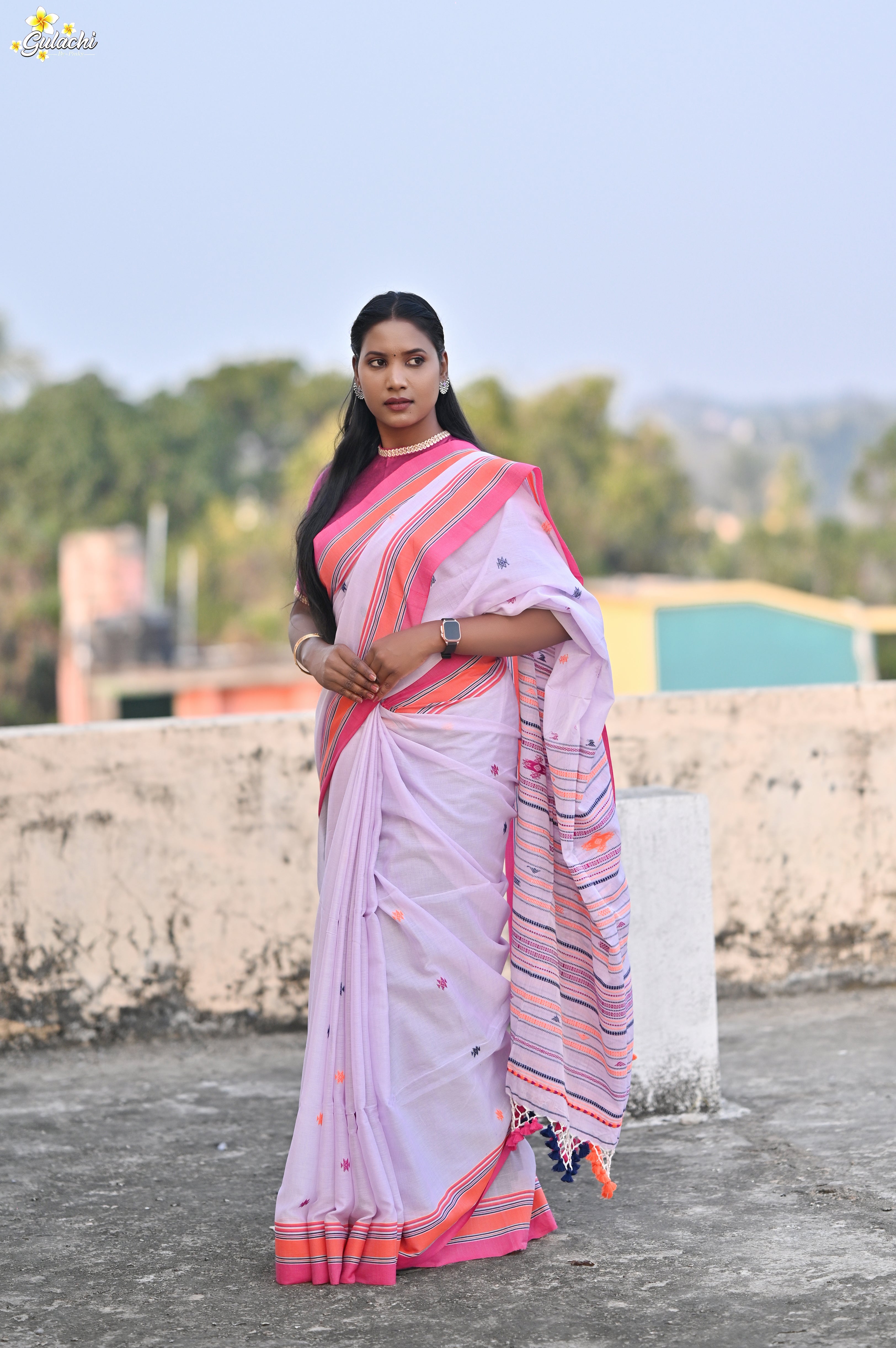 Mercerised Tribal Fusion Saree