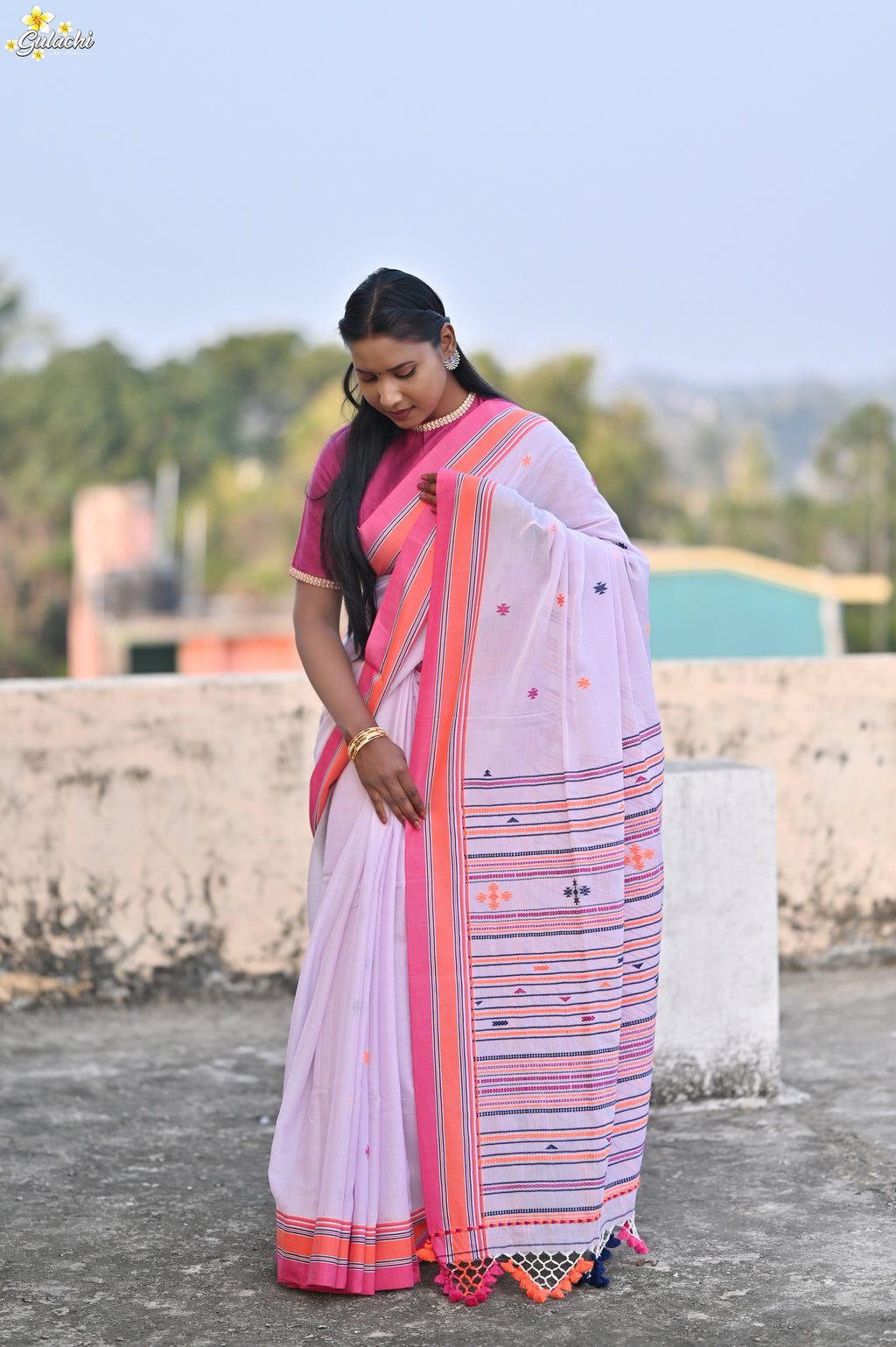 Mercerised Tribal Fusion Saree