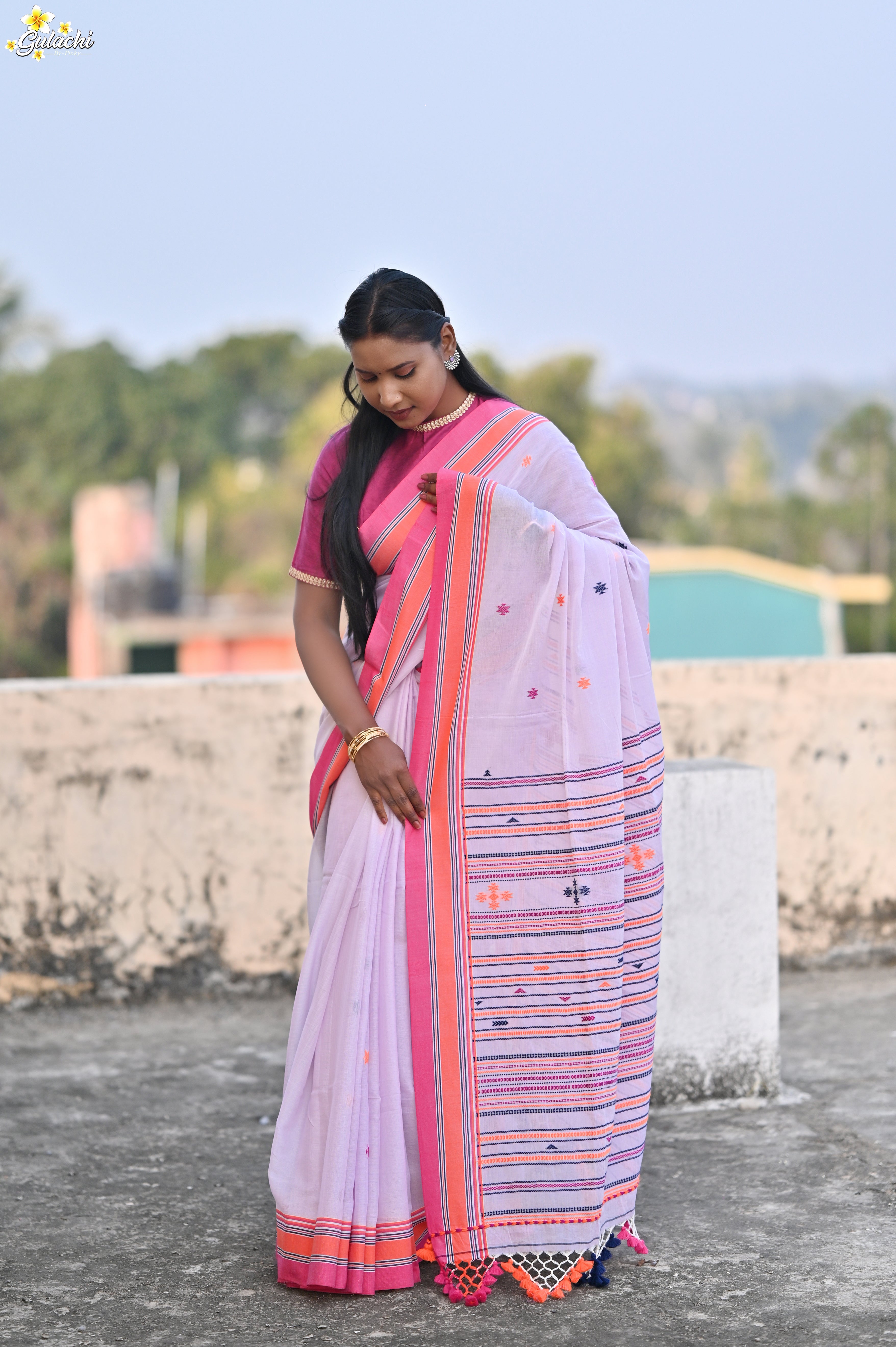 Mercerised Tribal Fusion Saree
