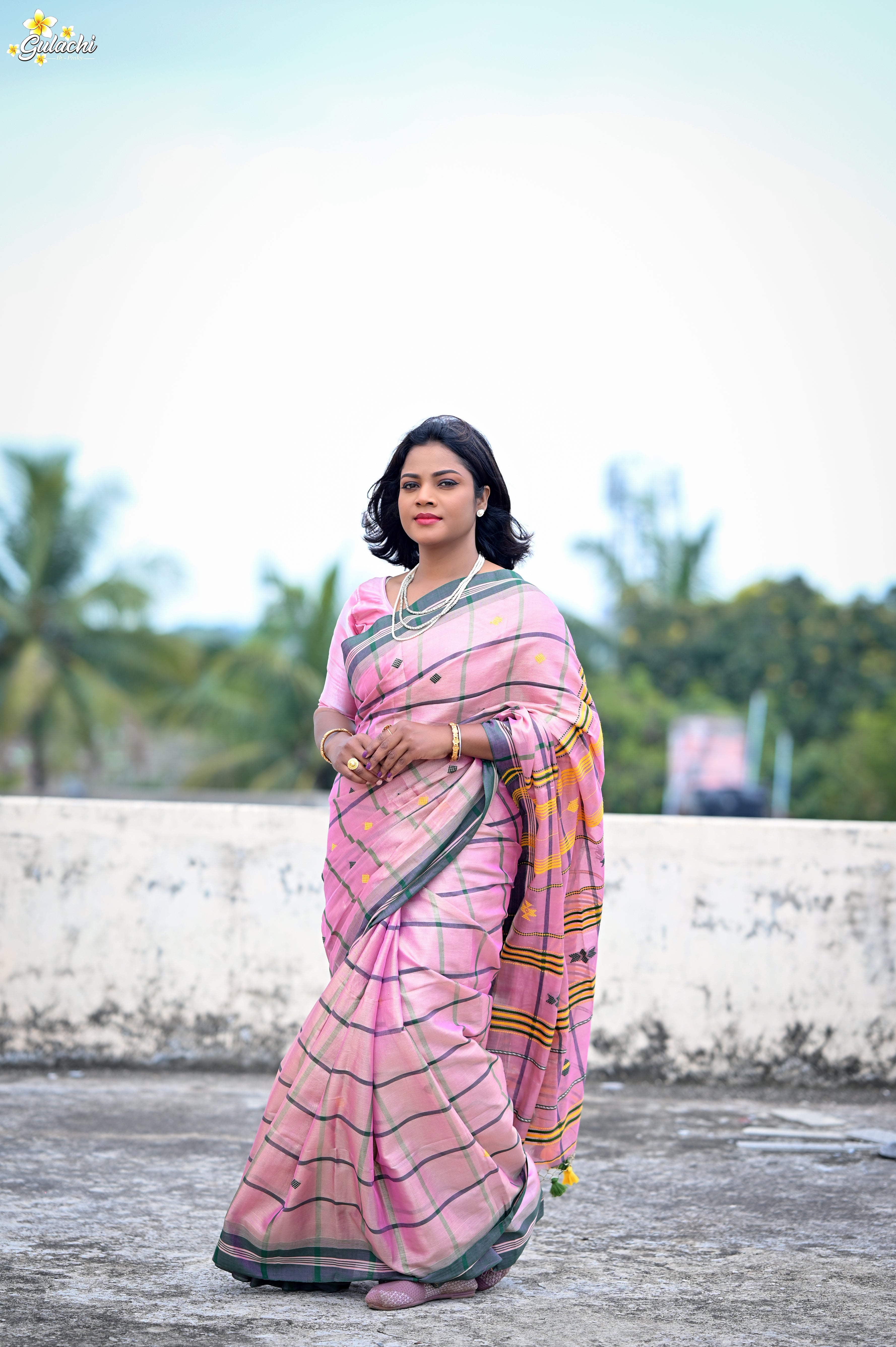 Tissue Cotton Jhal Saree