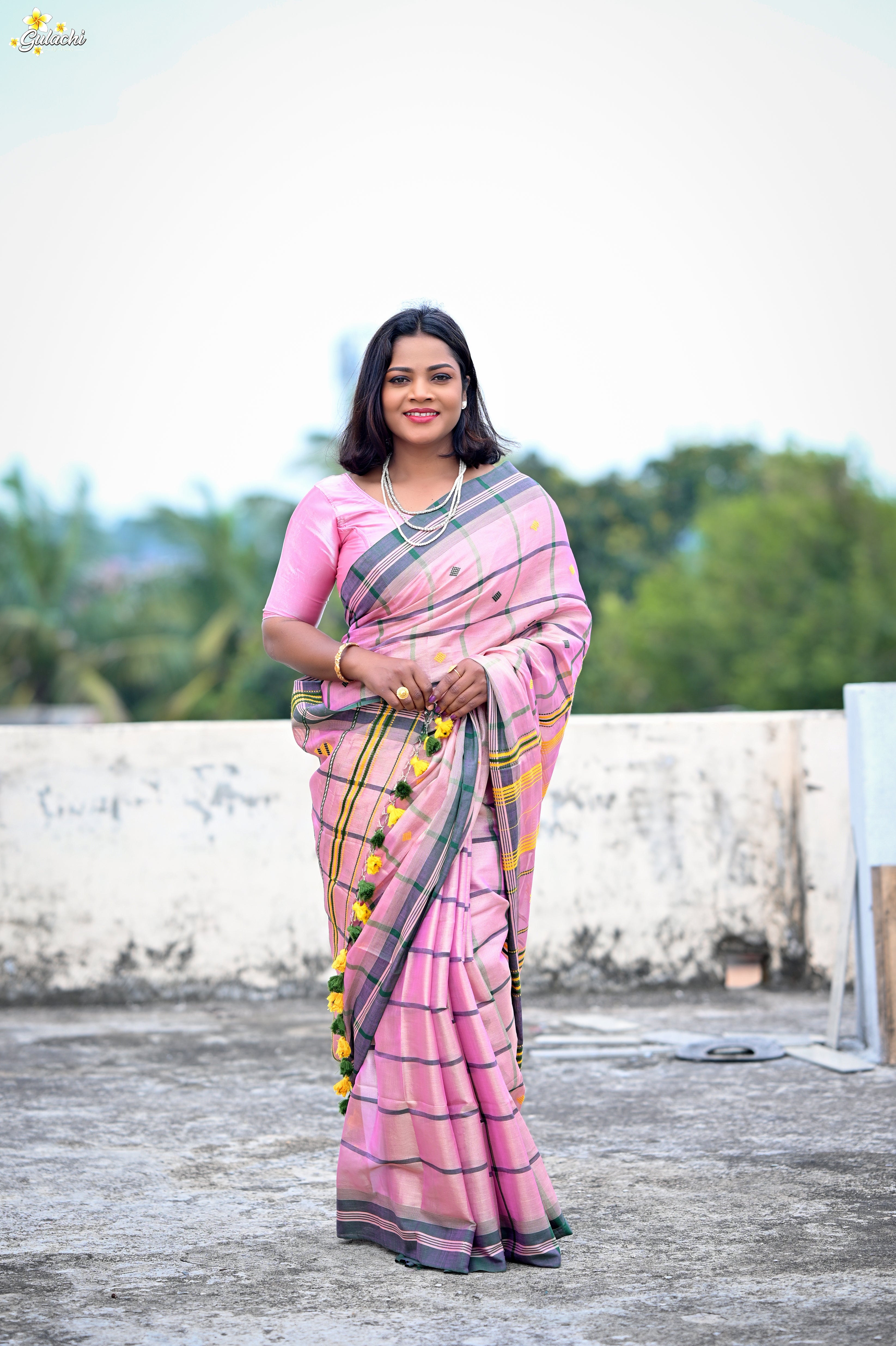Tissue Cotton Jhal Saree