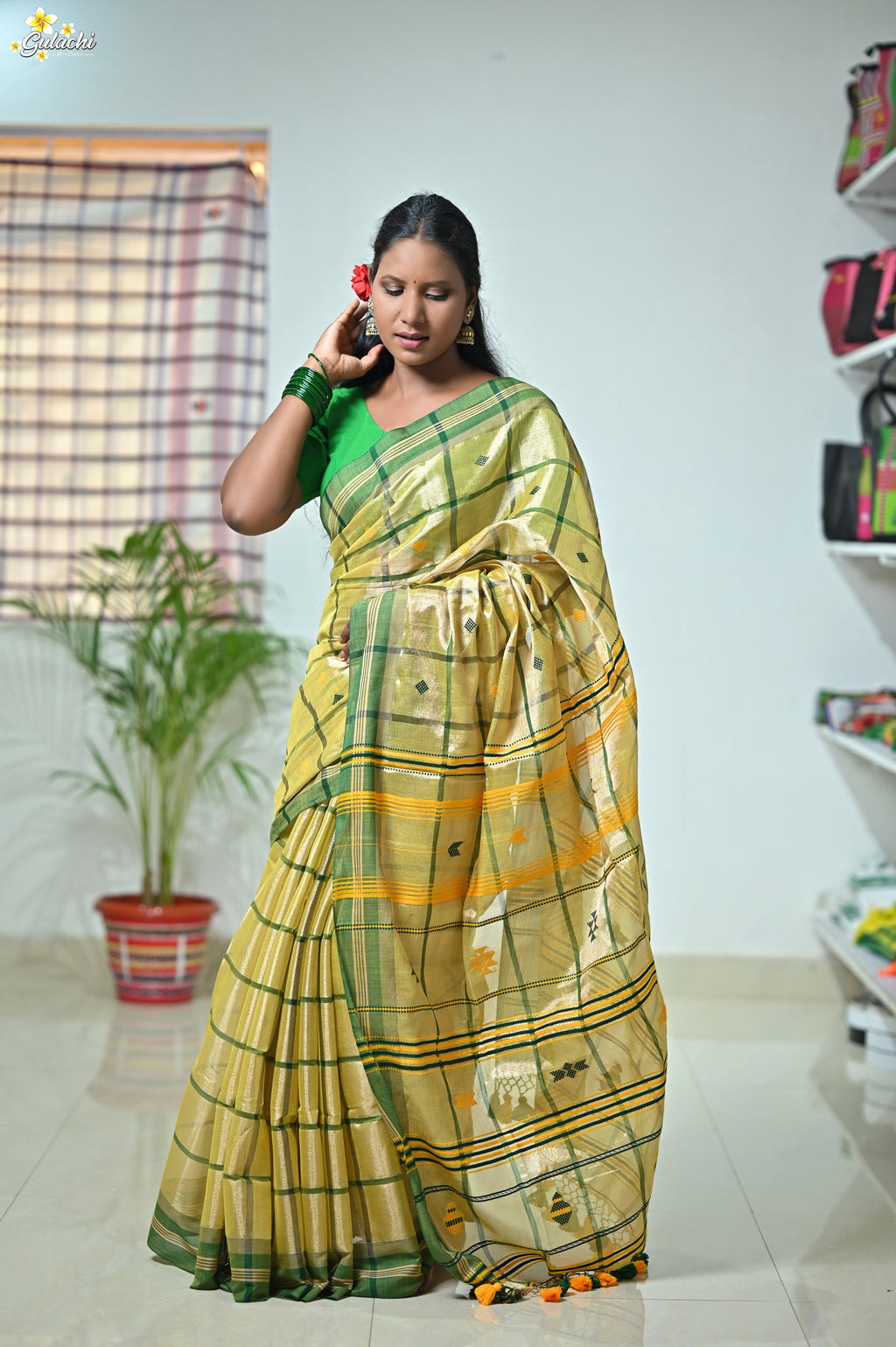 Tissue Cotton Jhal Saree
