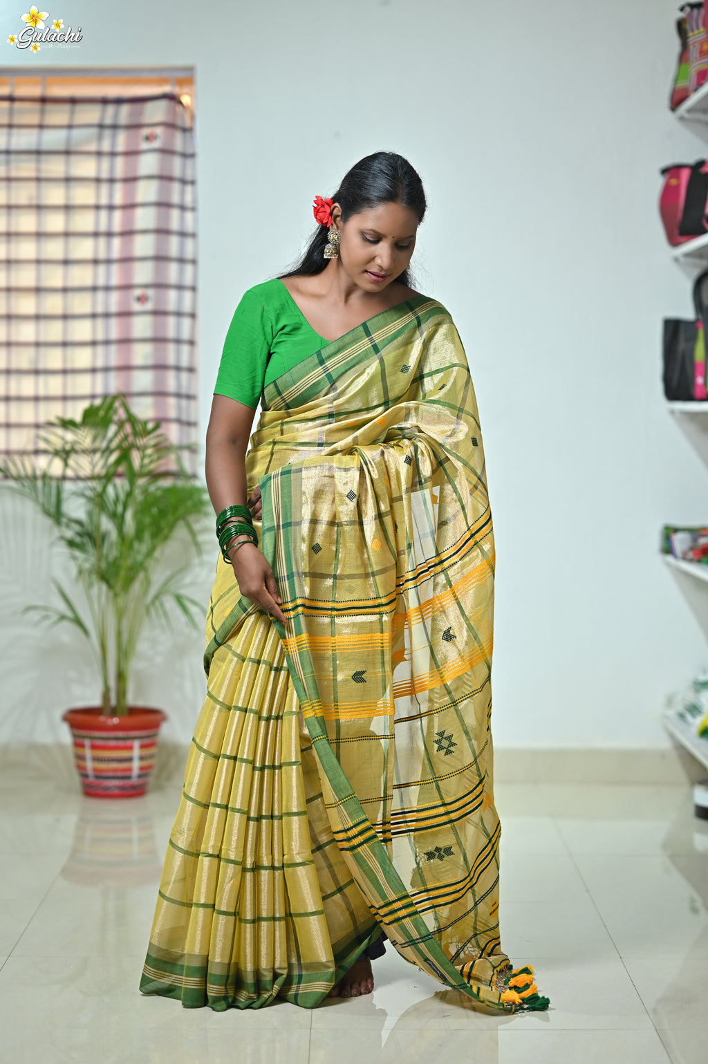 Tissue Cotton Jhal Saree