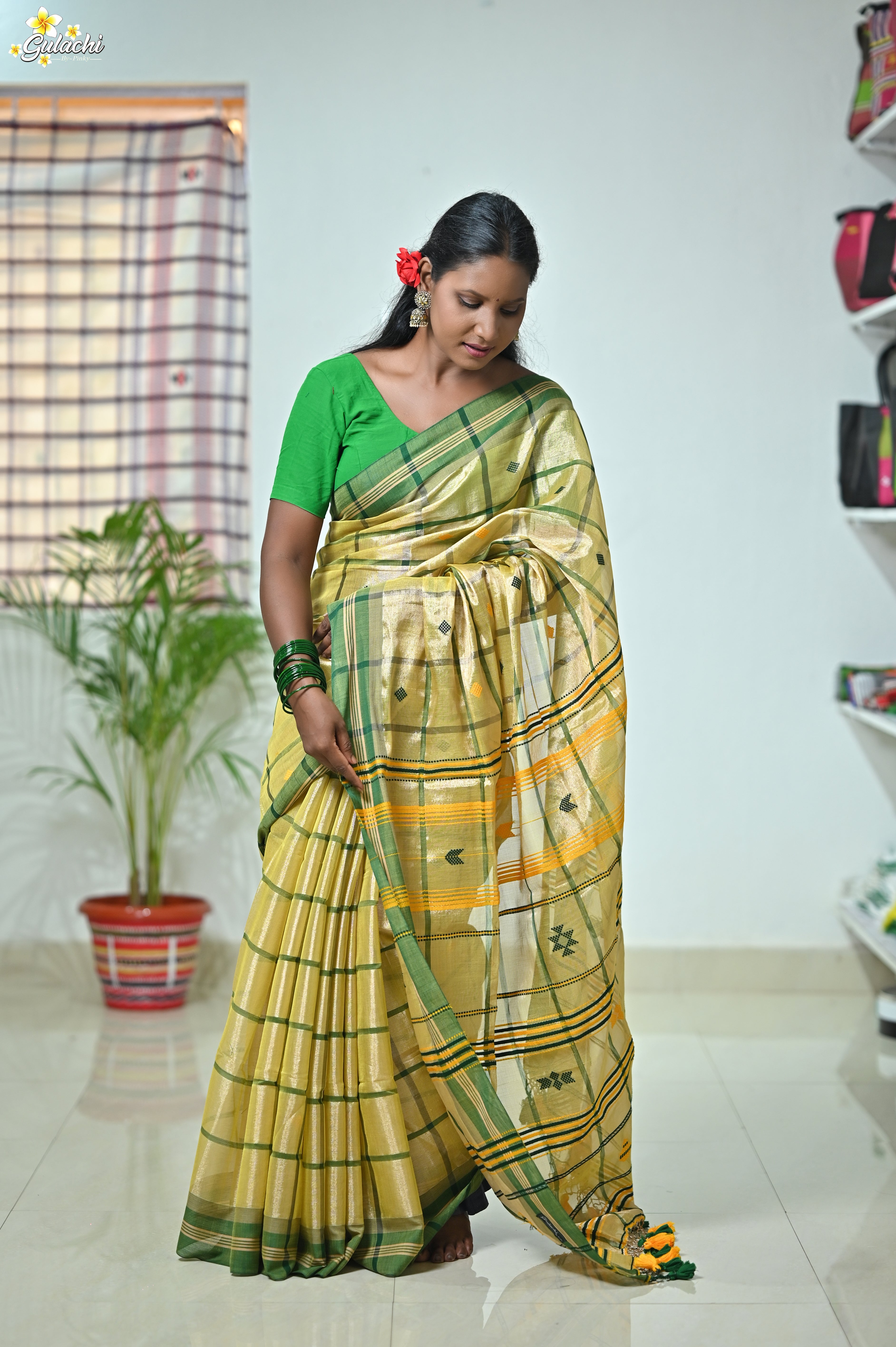 Tissue Cotton Jhal Saree