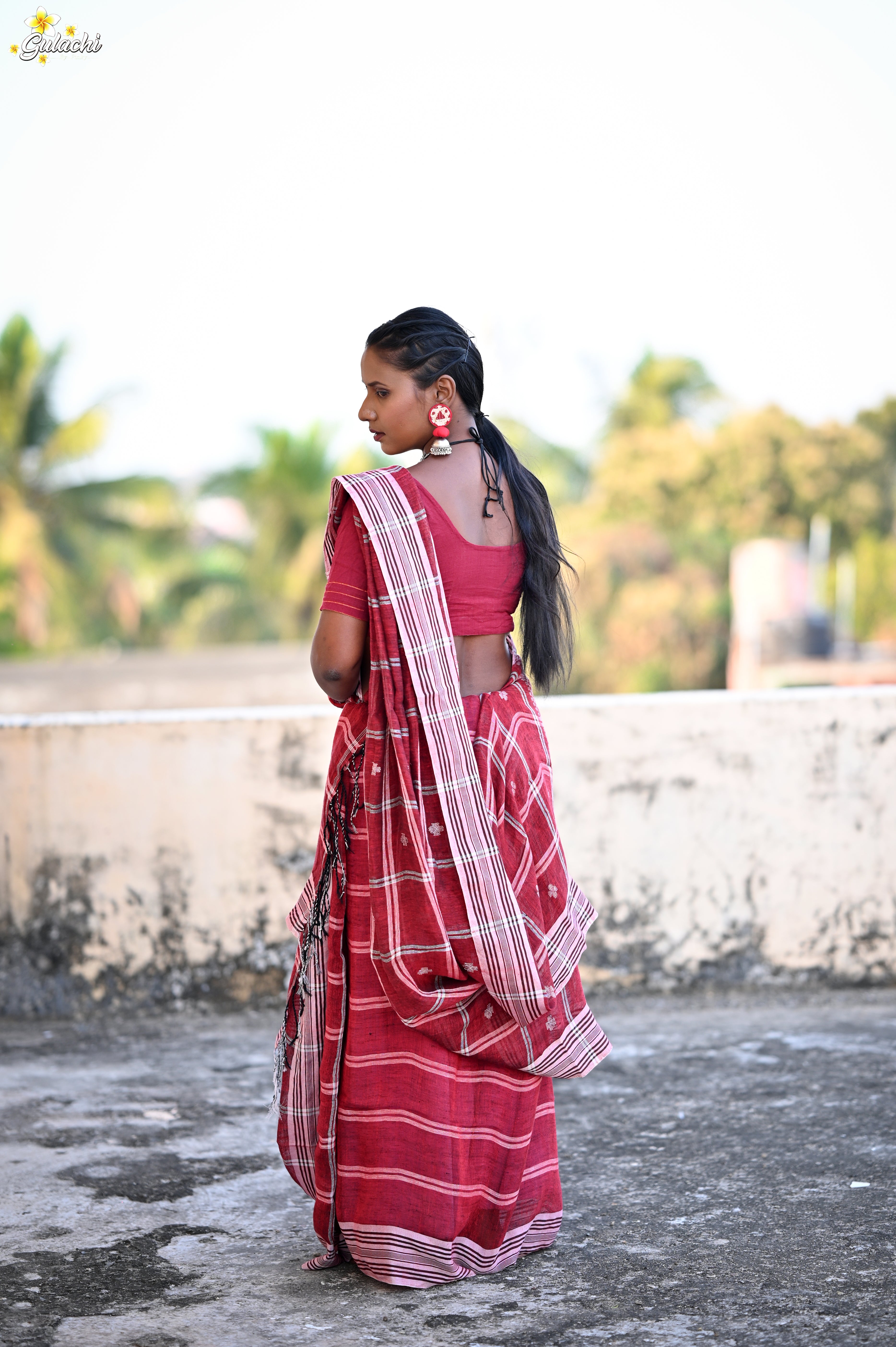 Linen Jhal Saree