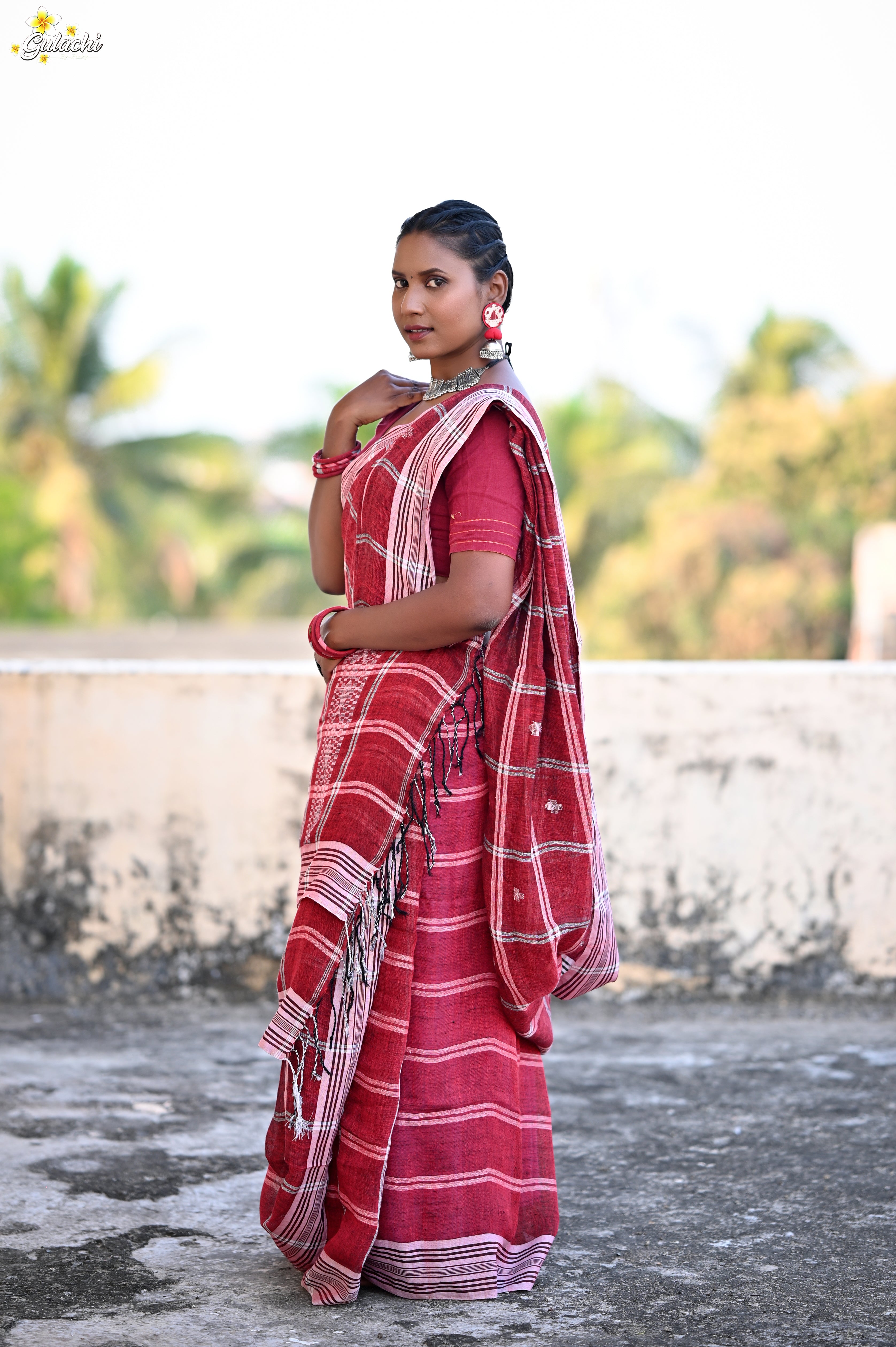 Linen Jhal Saree