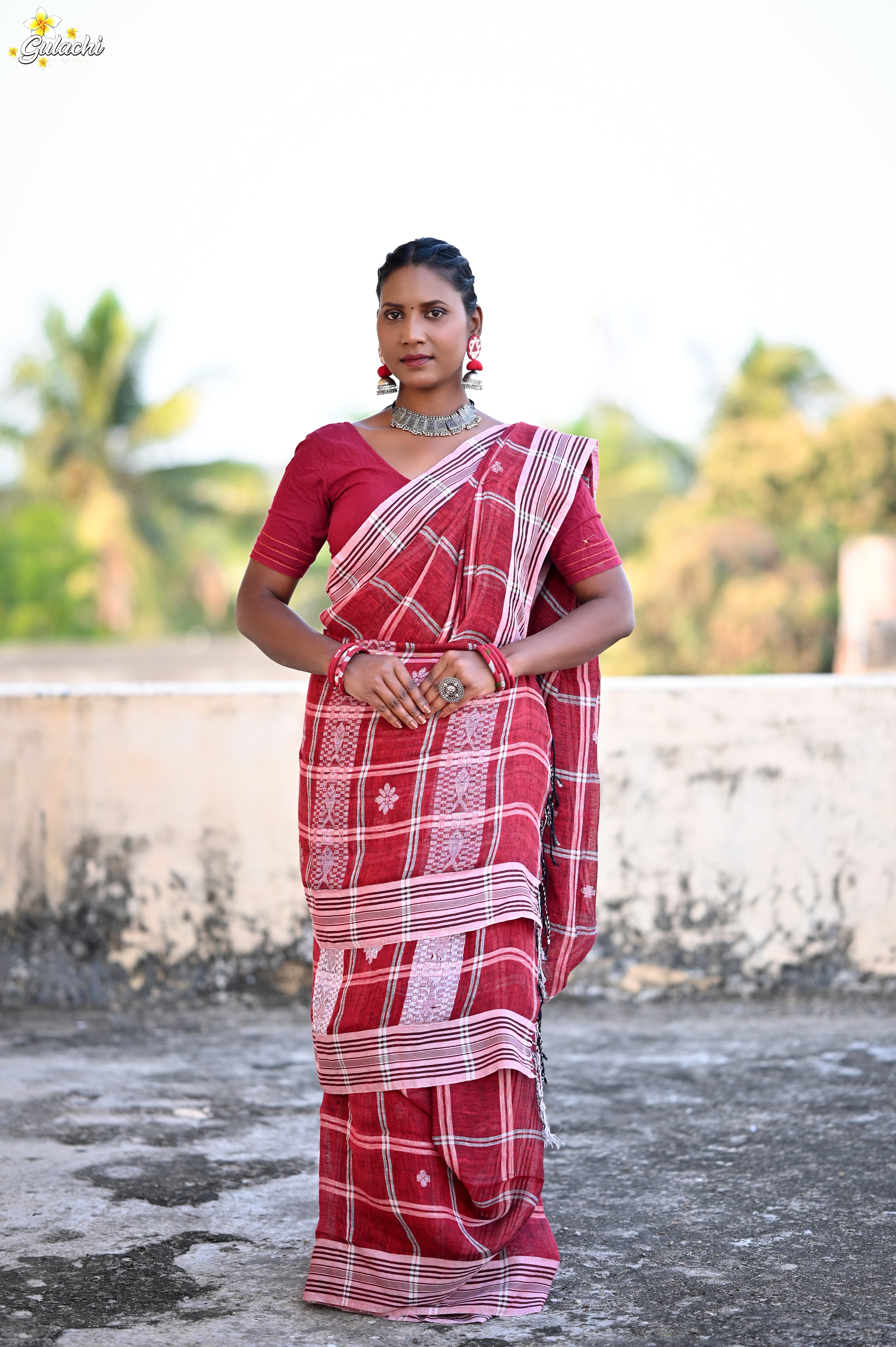 Linen Jhal Saree