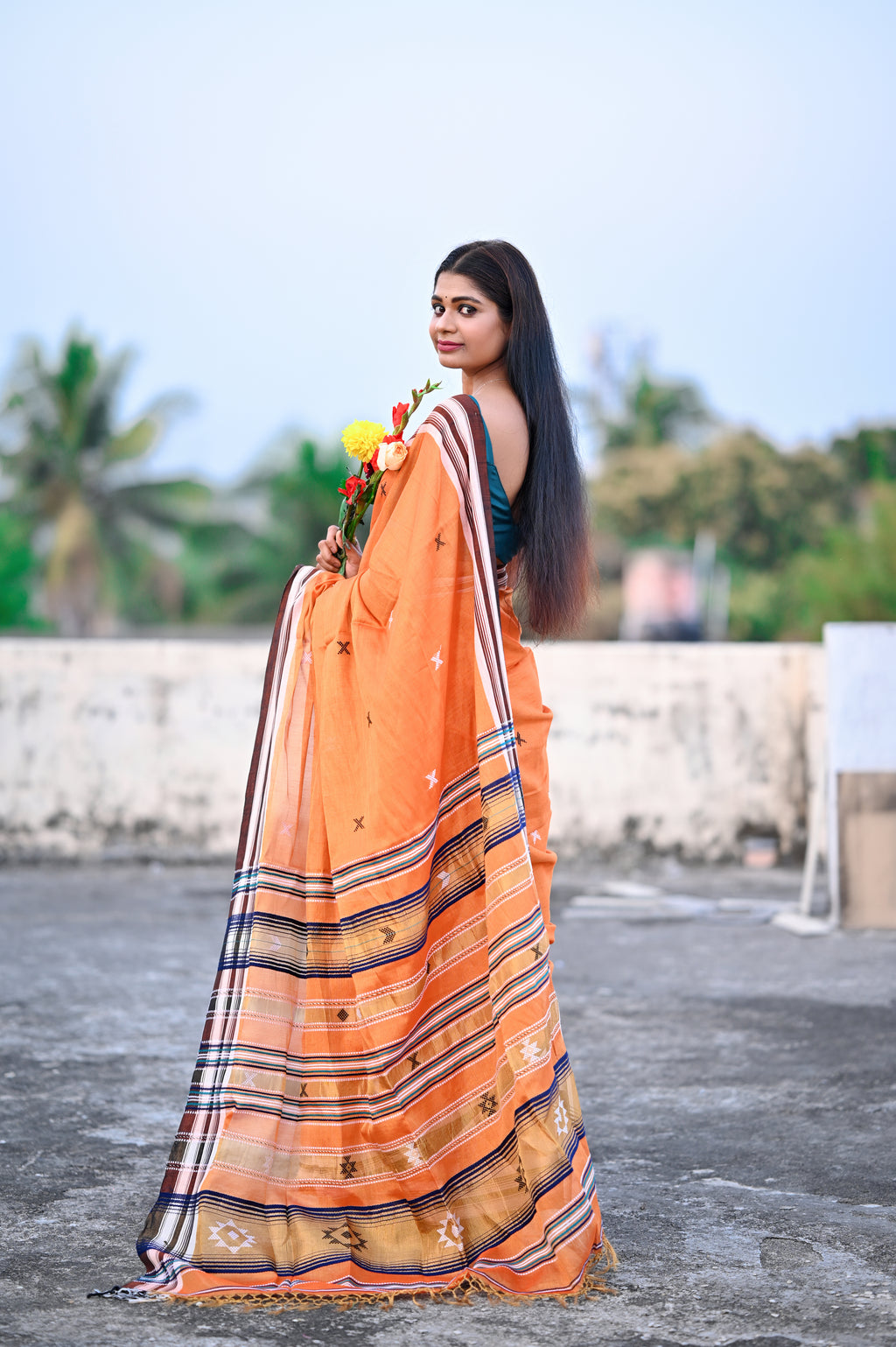 Tissue Cotton Fusion Saree