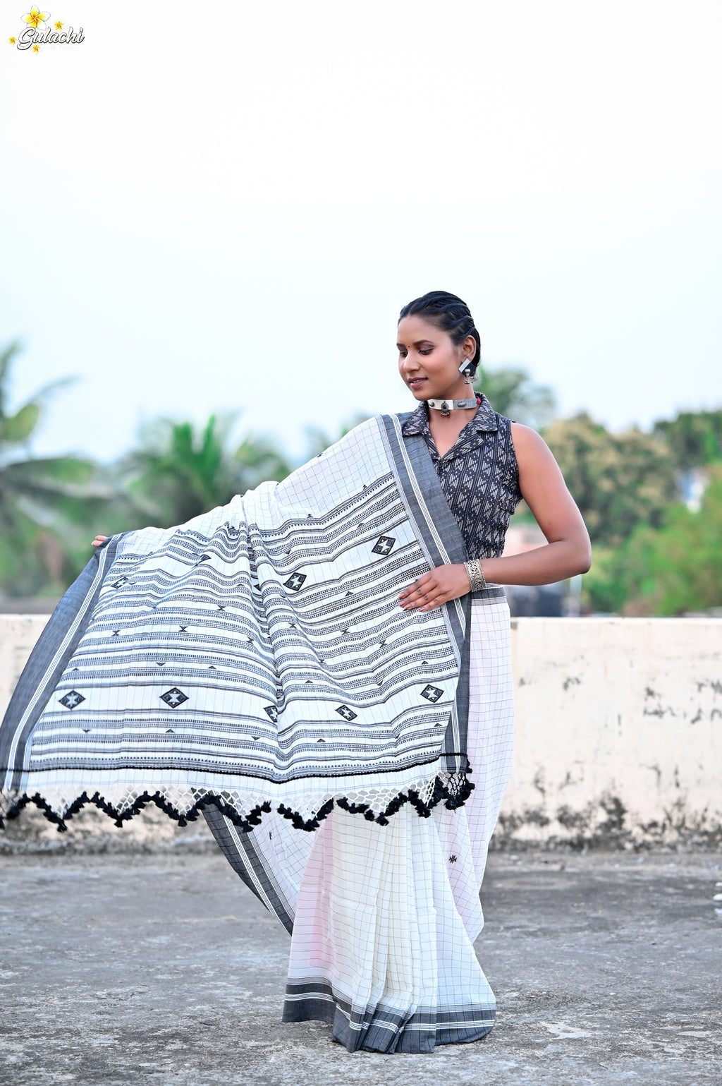 Mercerised Tribal Fusion Saree