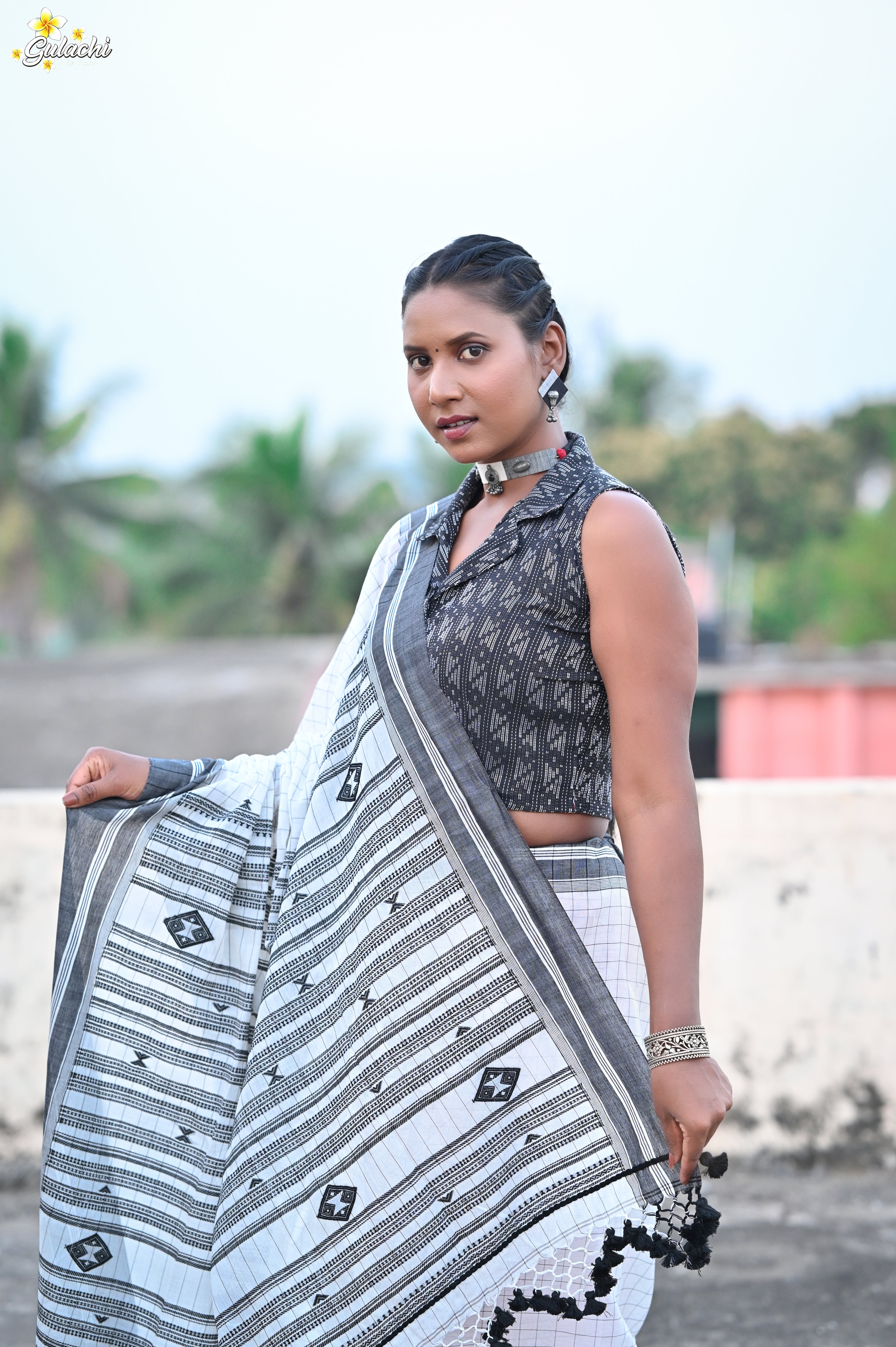 Mercerised Tribal Fusion Saree