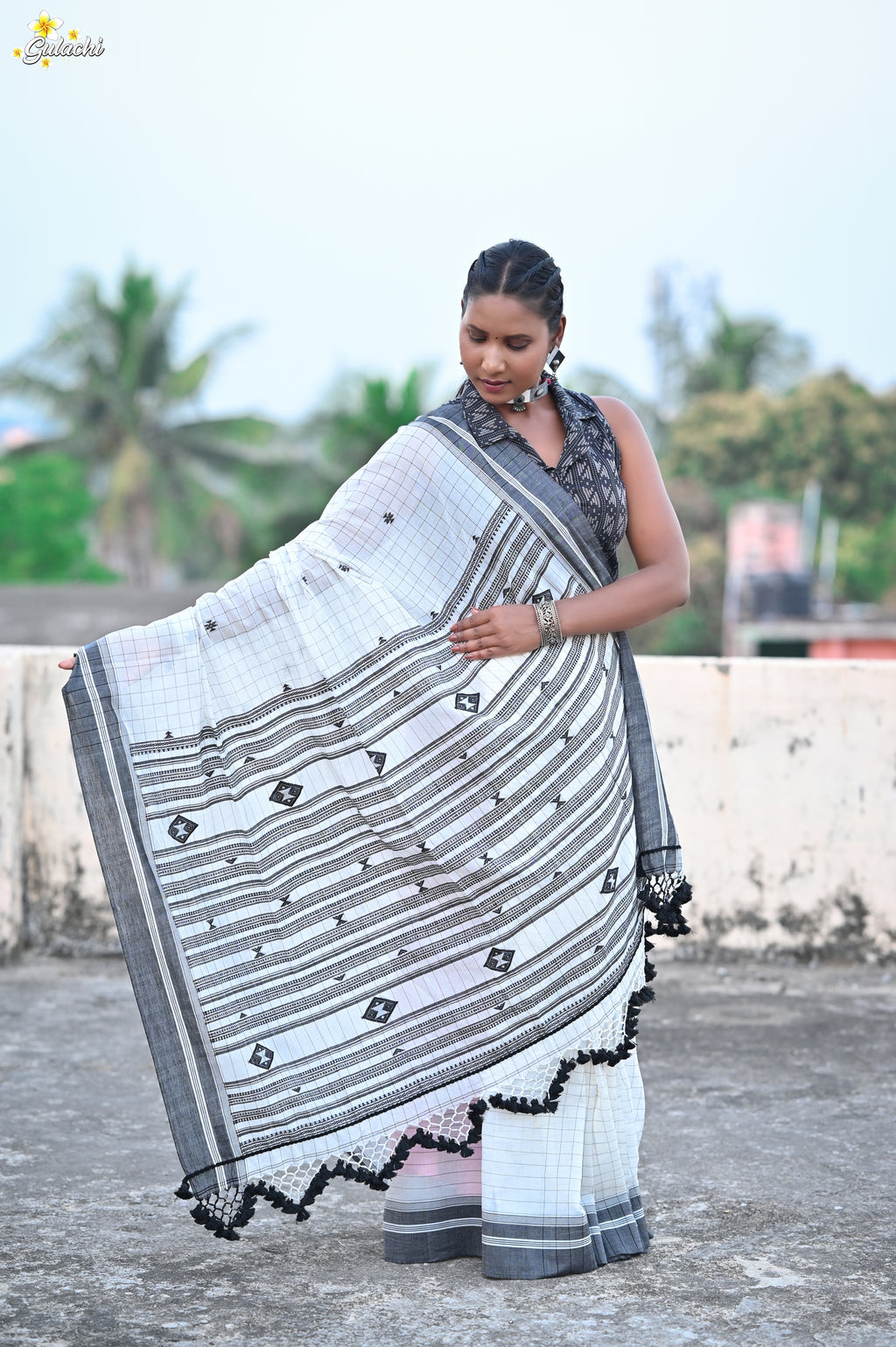 Mercerised Tribal Fusion Saree