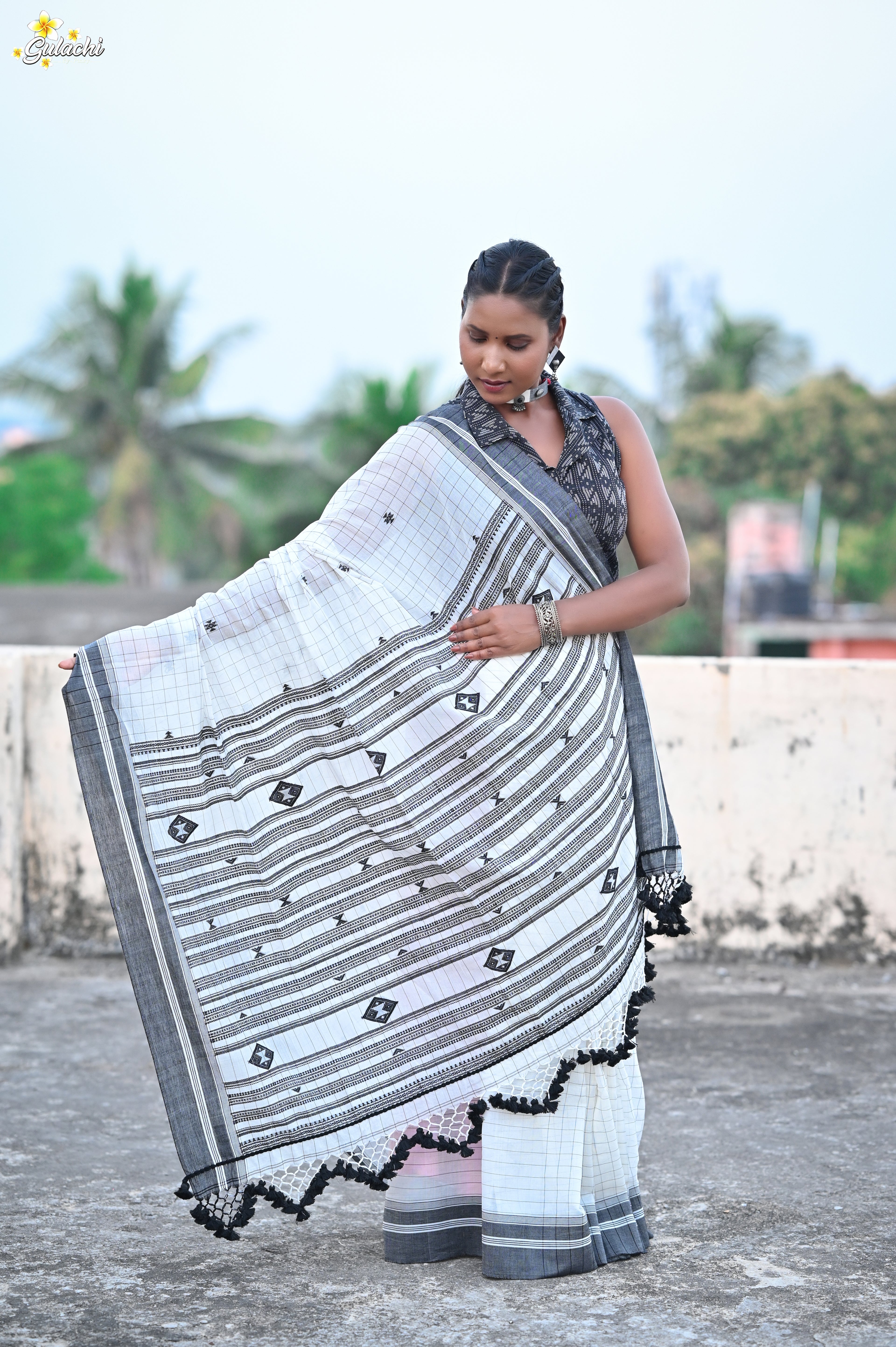 Mercerised Tribal Fusion Saree