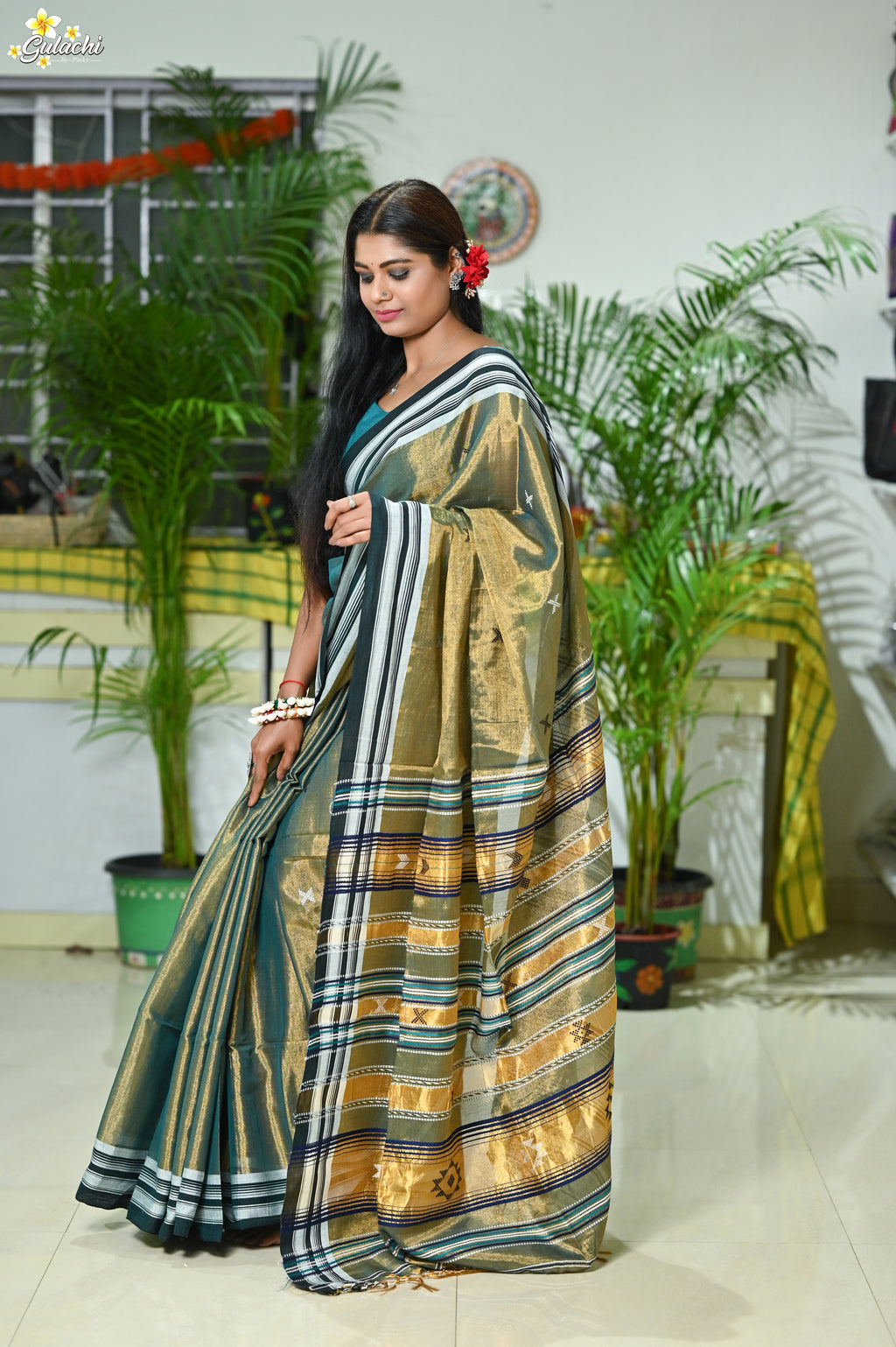Tissue Cotton Fusion Saree