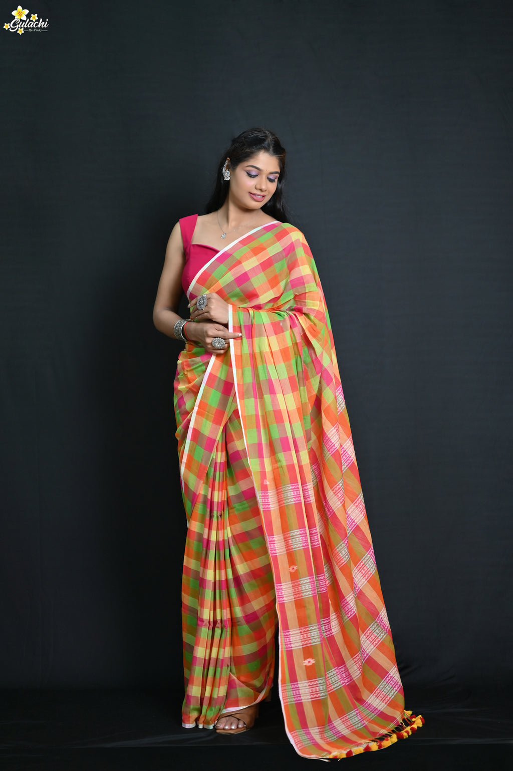 Gulachi Mul Cotton Handloom Saree