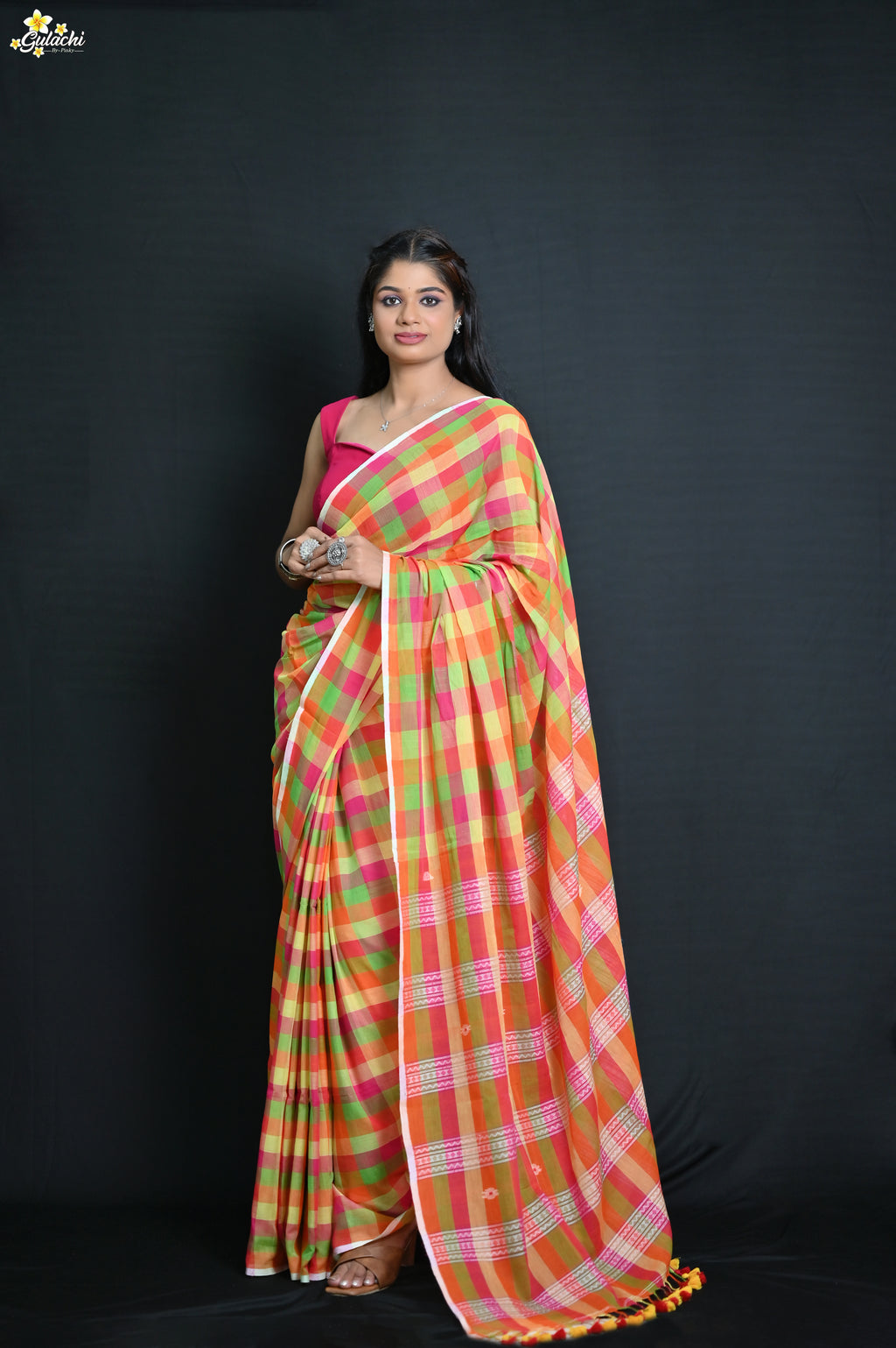Gulachi Mul Cotton Handloom Saree