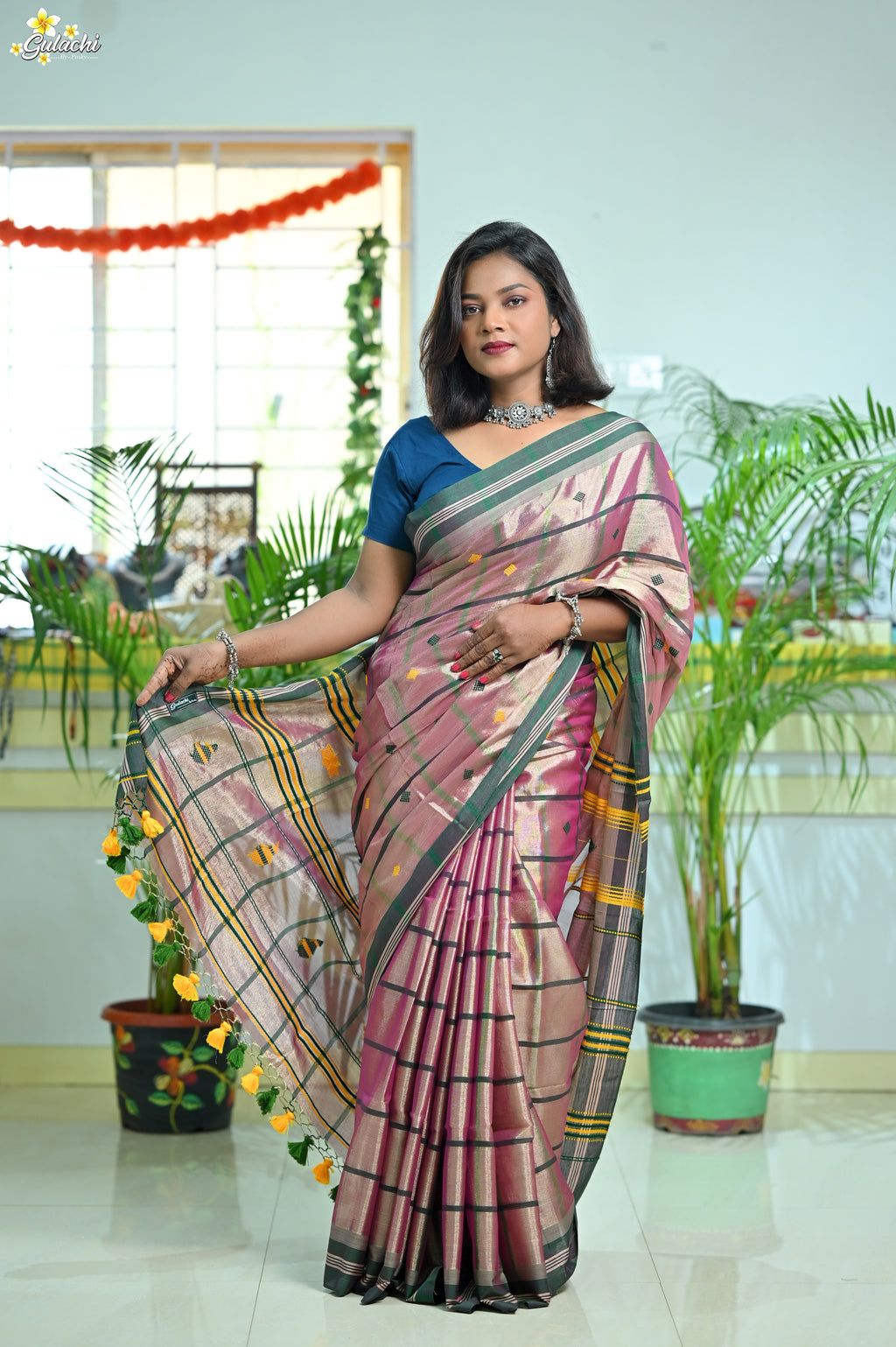 Tissue Cotton Jhal Saree