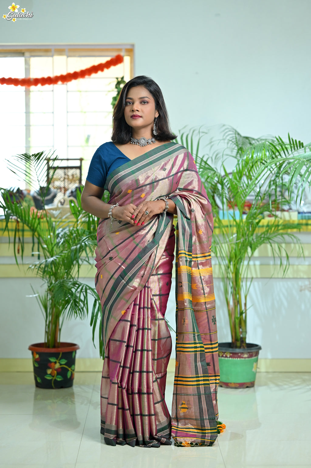 Tissue Cotton Jhal Saree