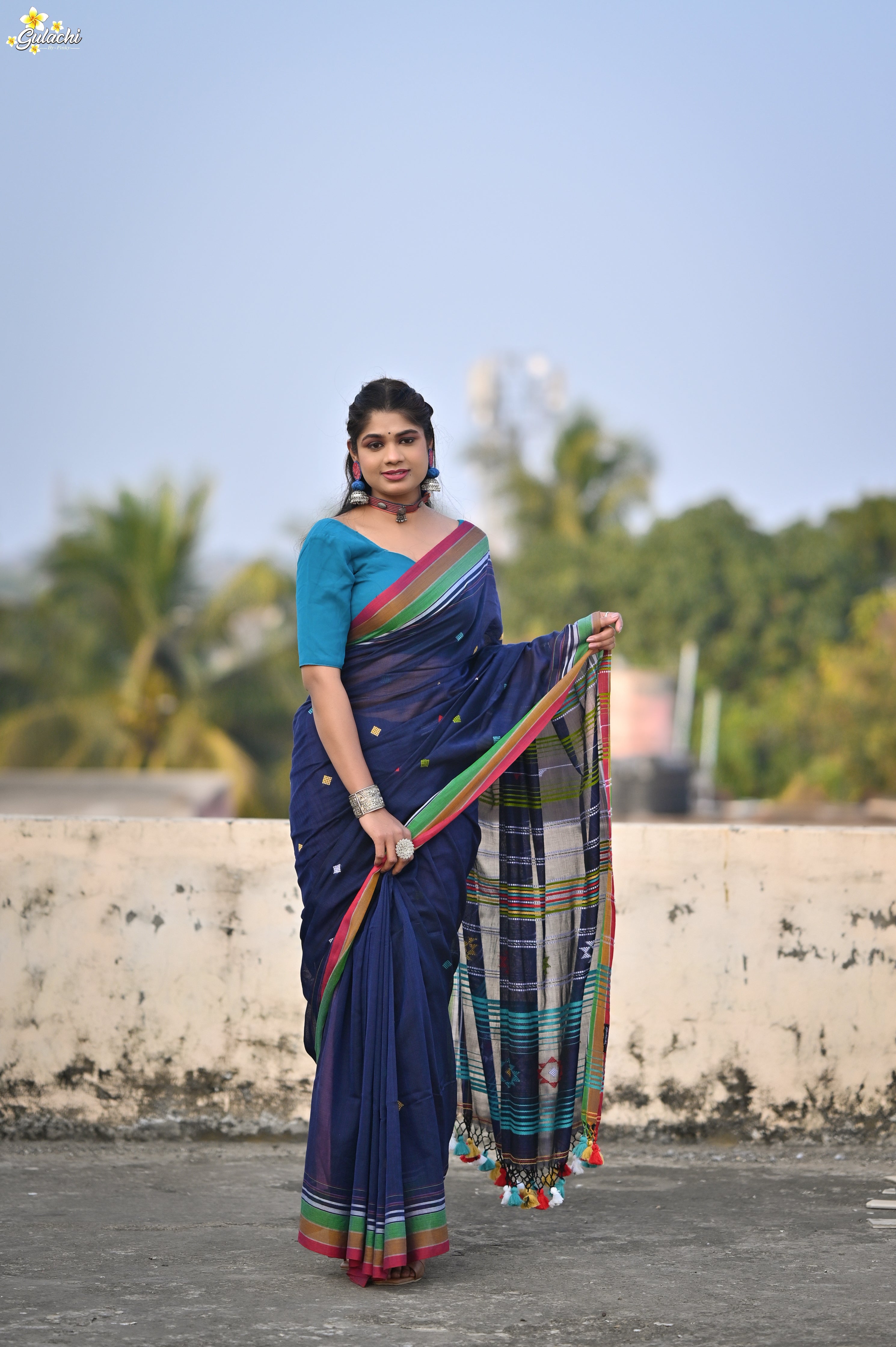 Mercerised Tribal Fusion Saree
