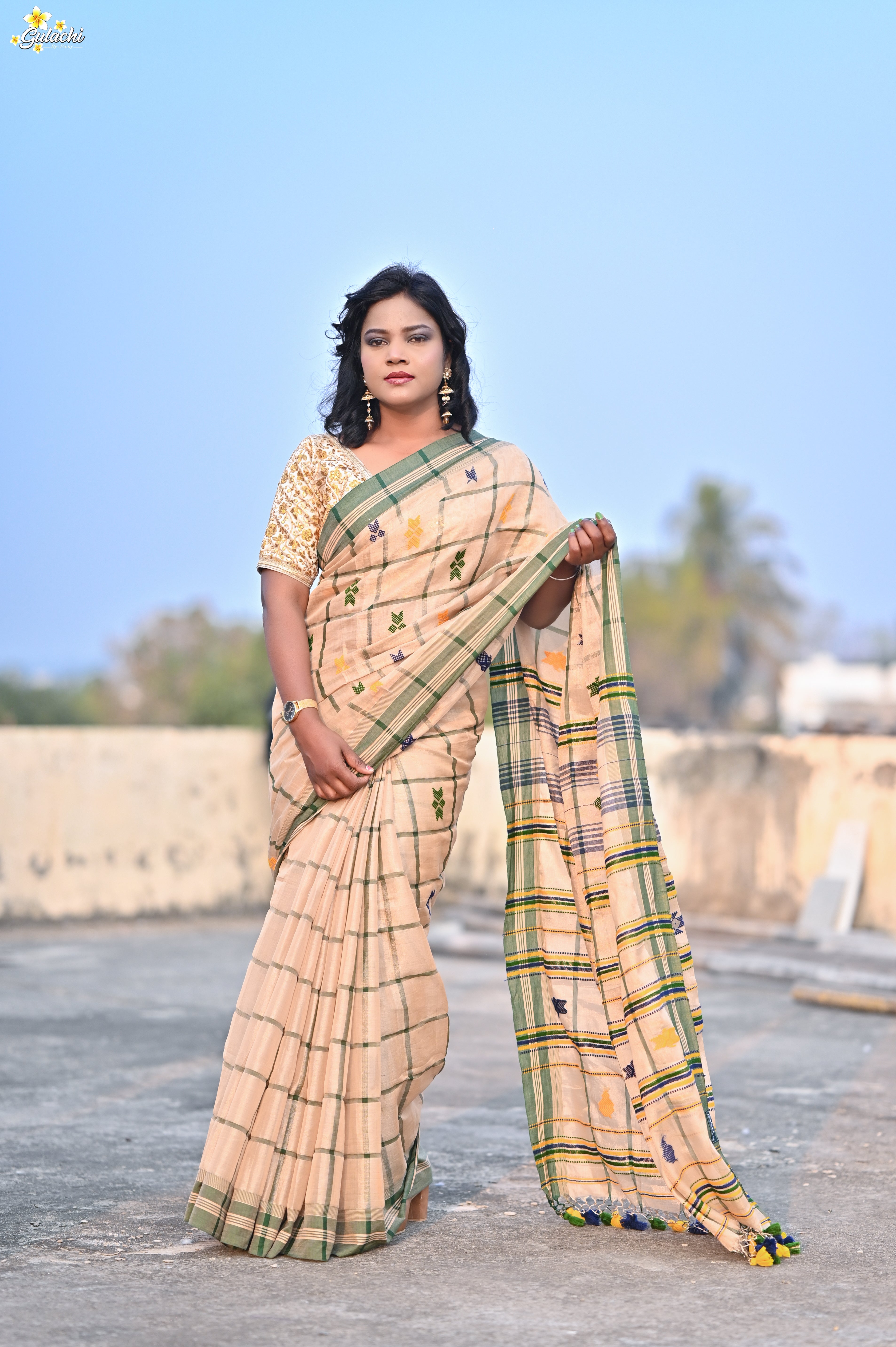 Tissue Cotton Jhal Saree