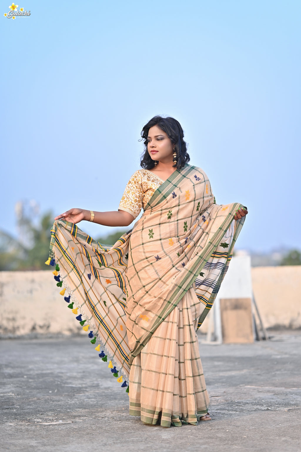 Tissue Cotton Jhal Saree