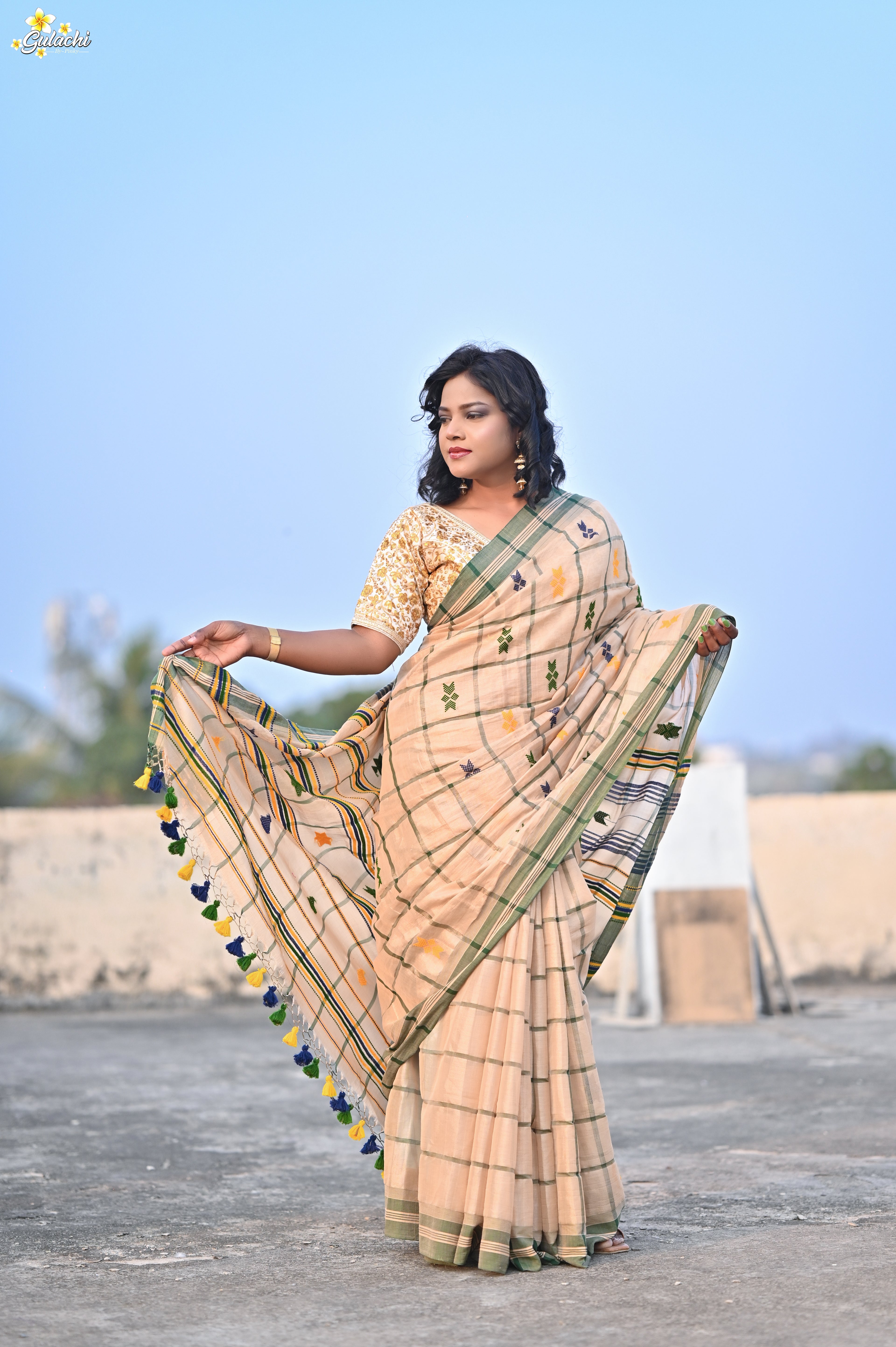 Tissue Cotton Jhal Saree