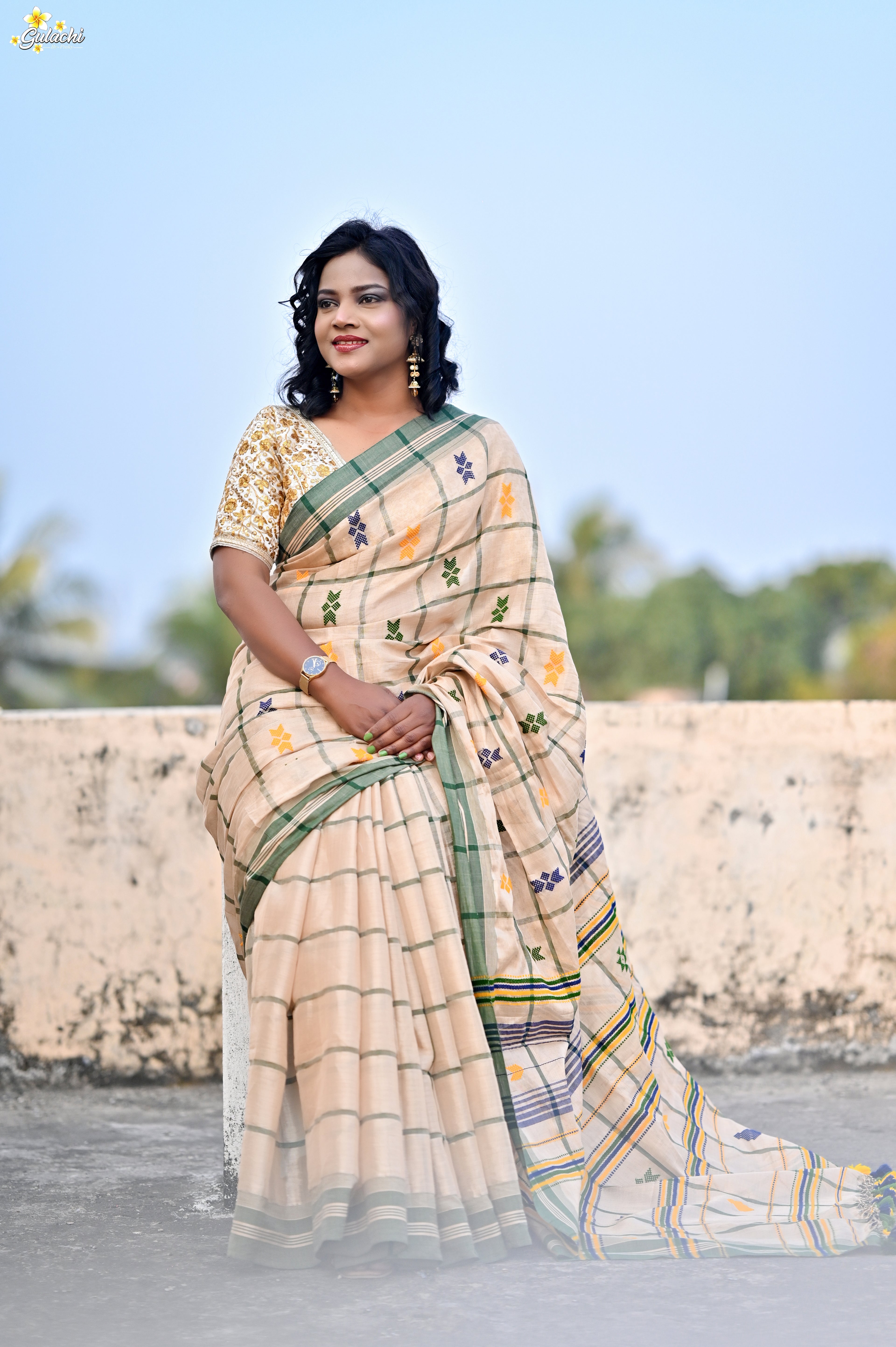 Tissue Cotton Jhal Saree