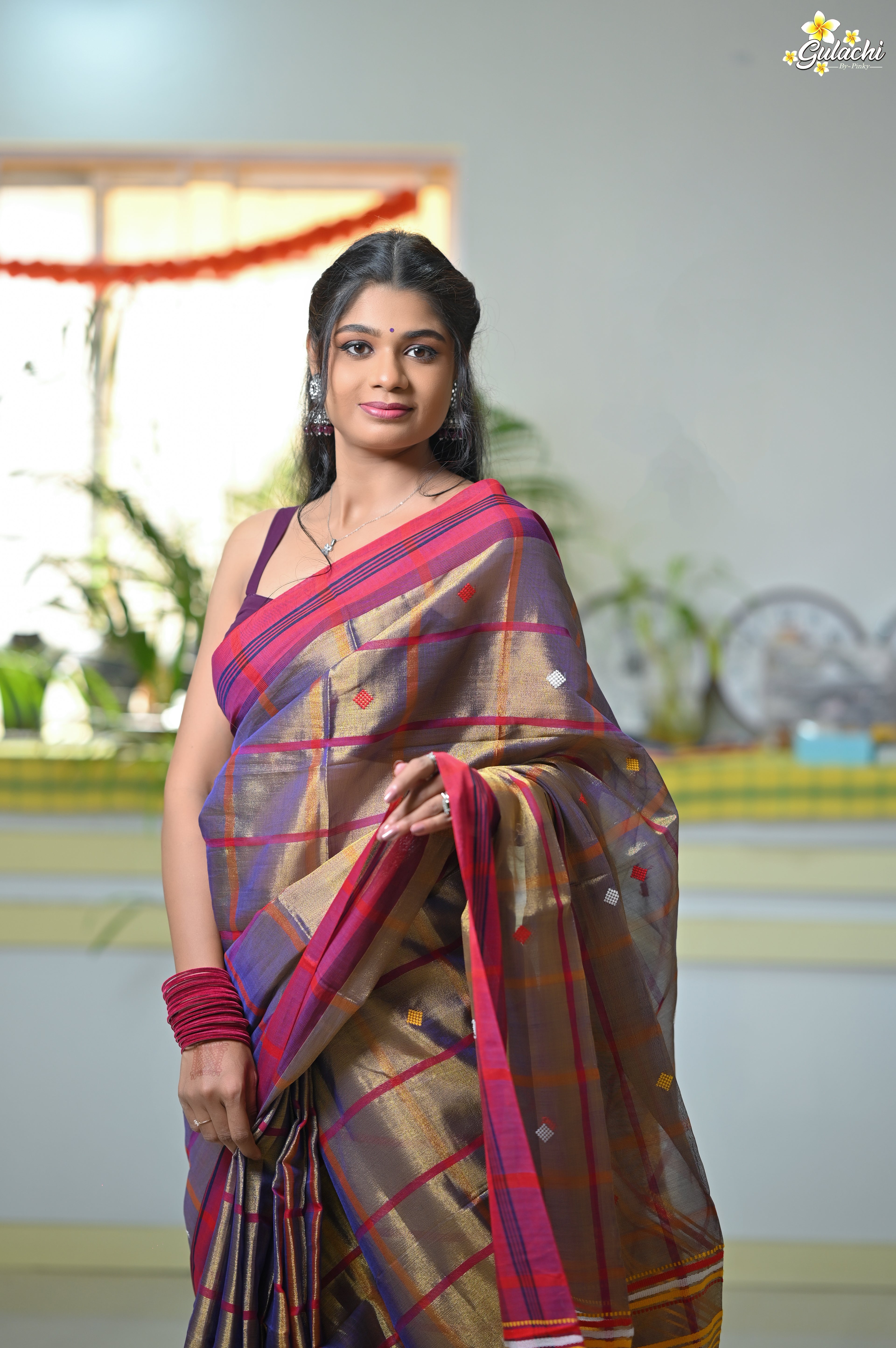 Tissue Cotton Jhal Saree