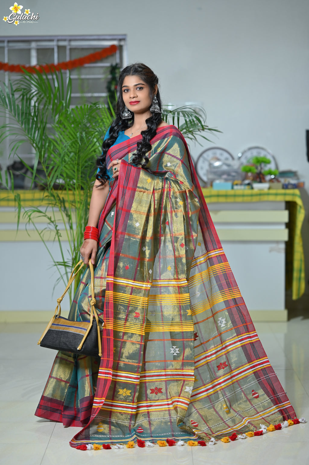 Tissue Cotton Jhal Saree