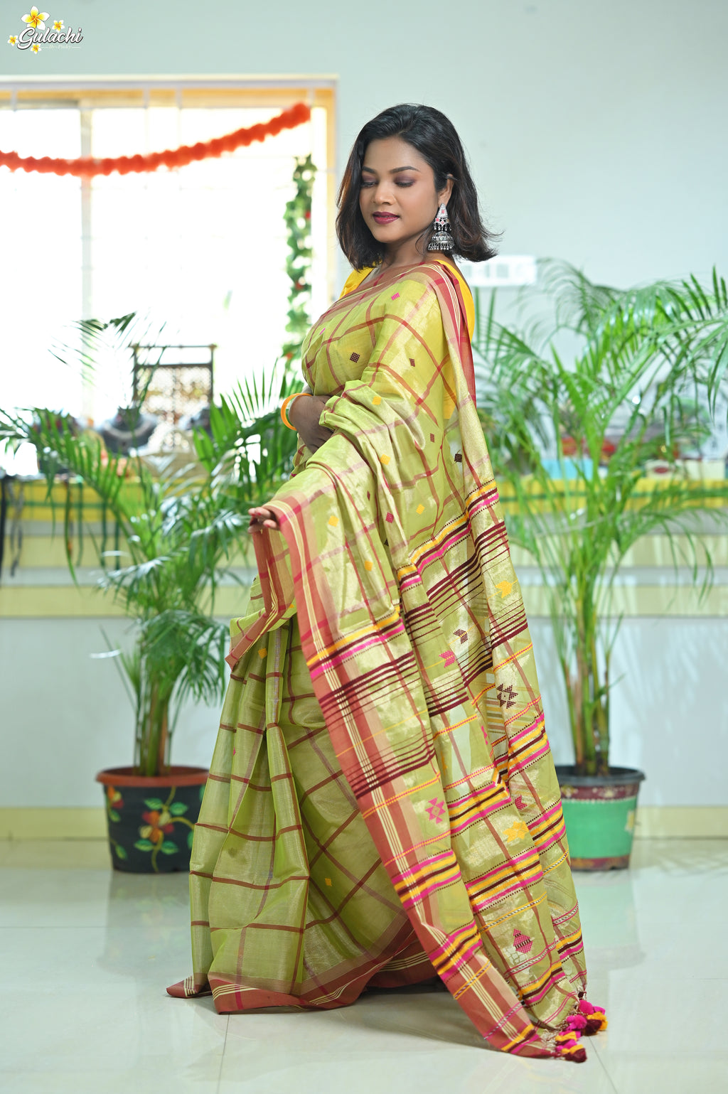 Tissue Cotton Jhal Saree
