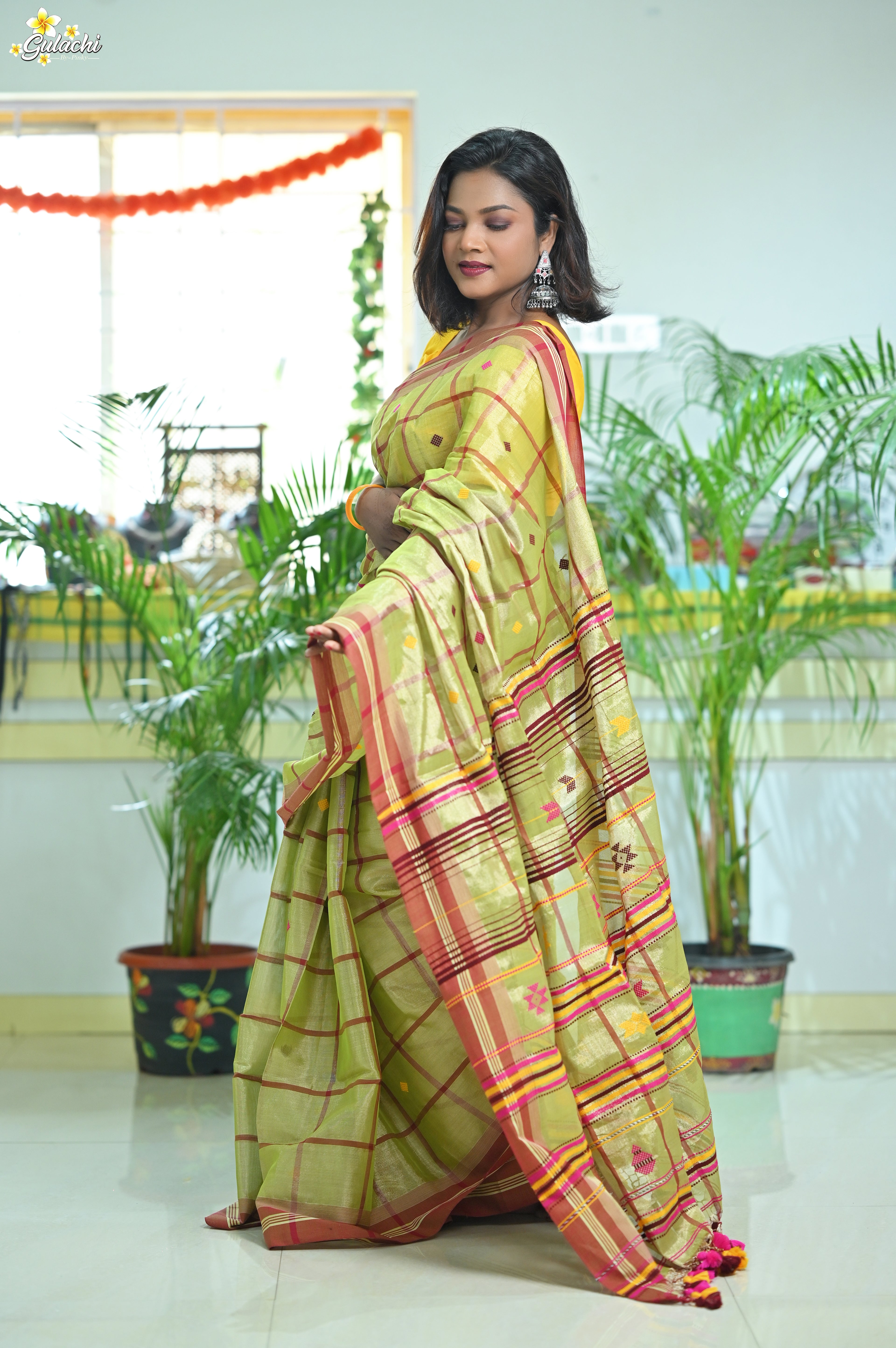 Tissue Cotton Jhal Saree