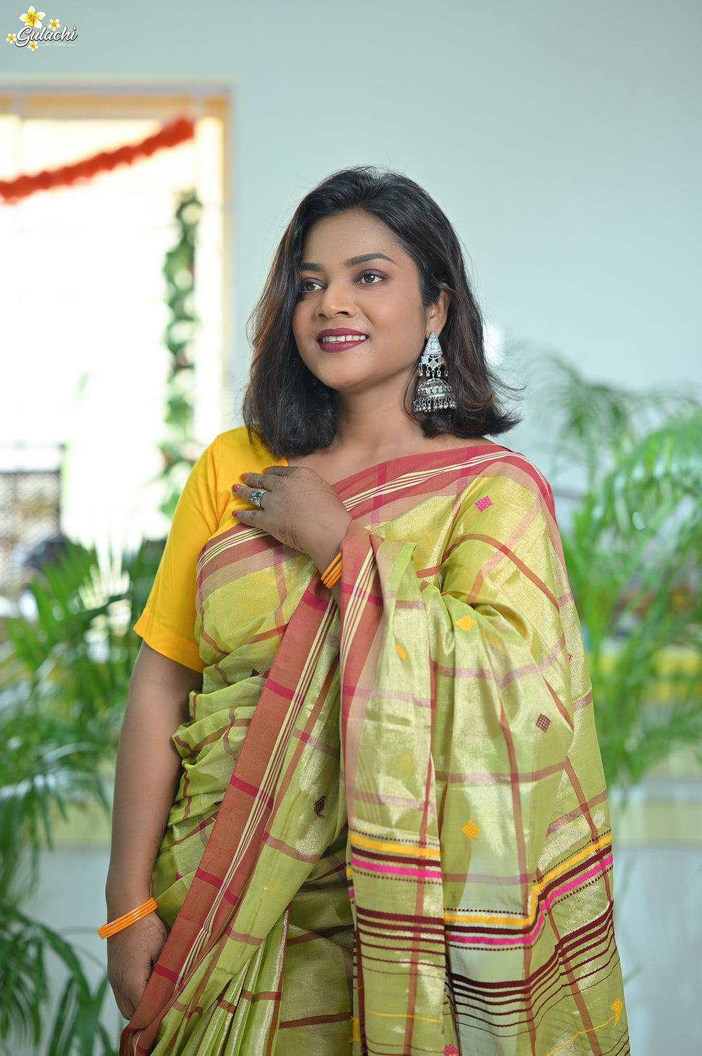 Tissue Cotton Jhal Saree