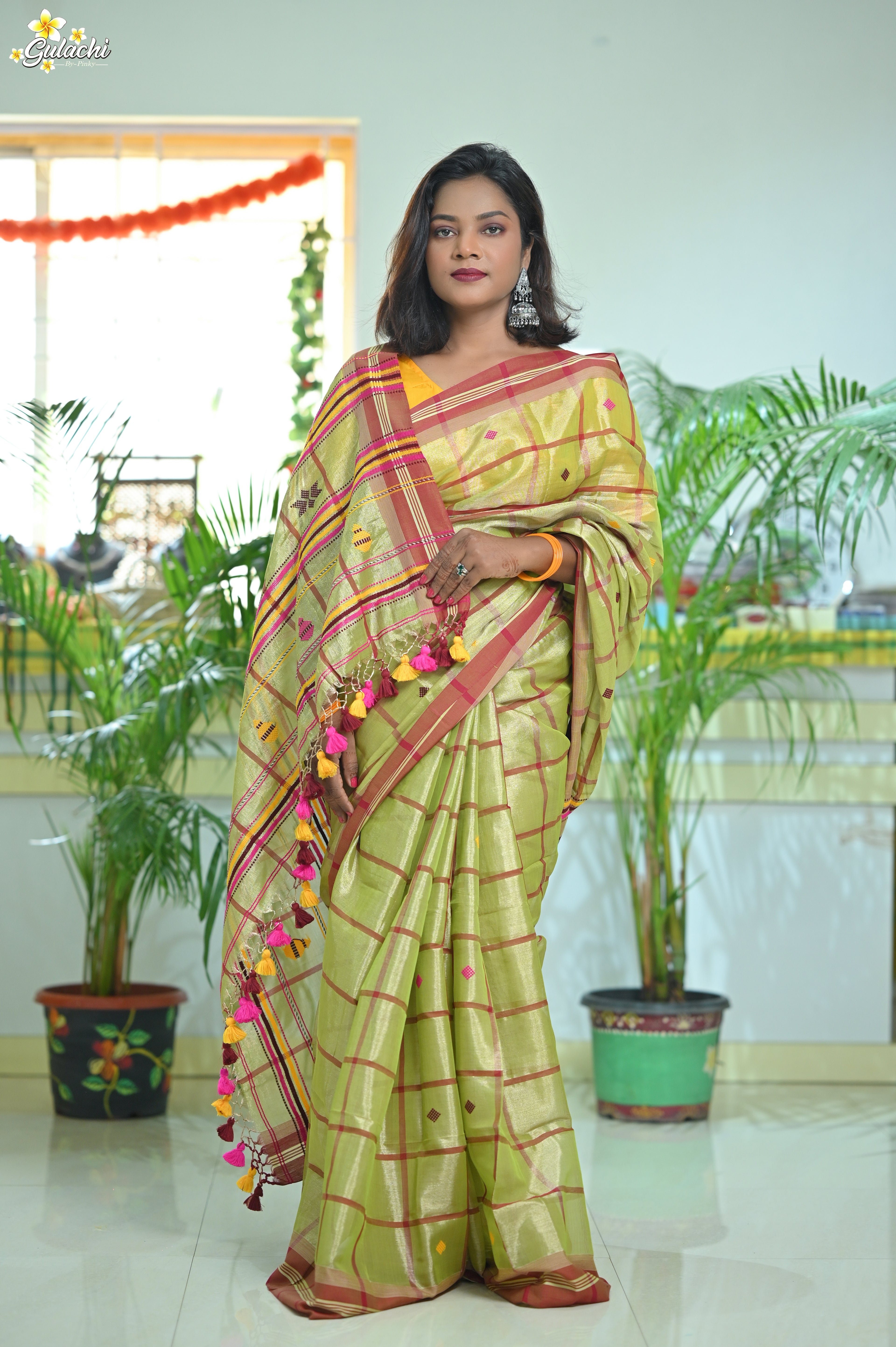 Tissue Cotton Jhal Saree