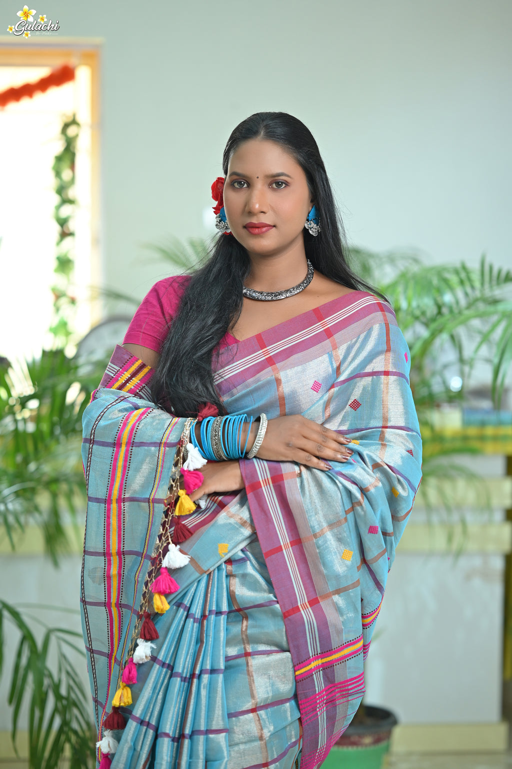 Tissue Cotton Jhal Saree