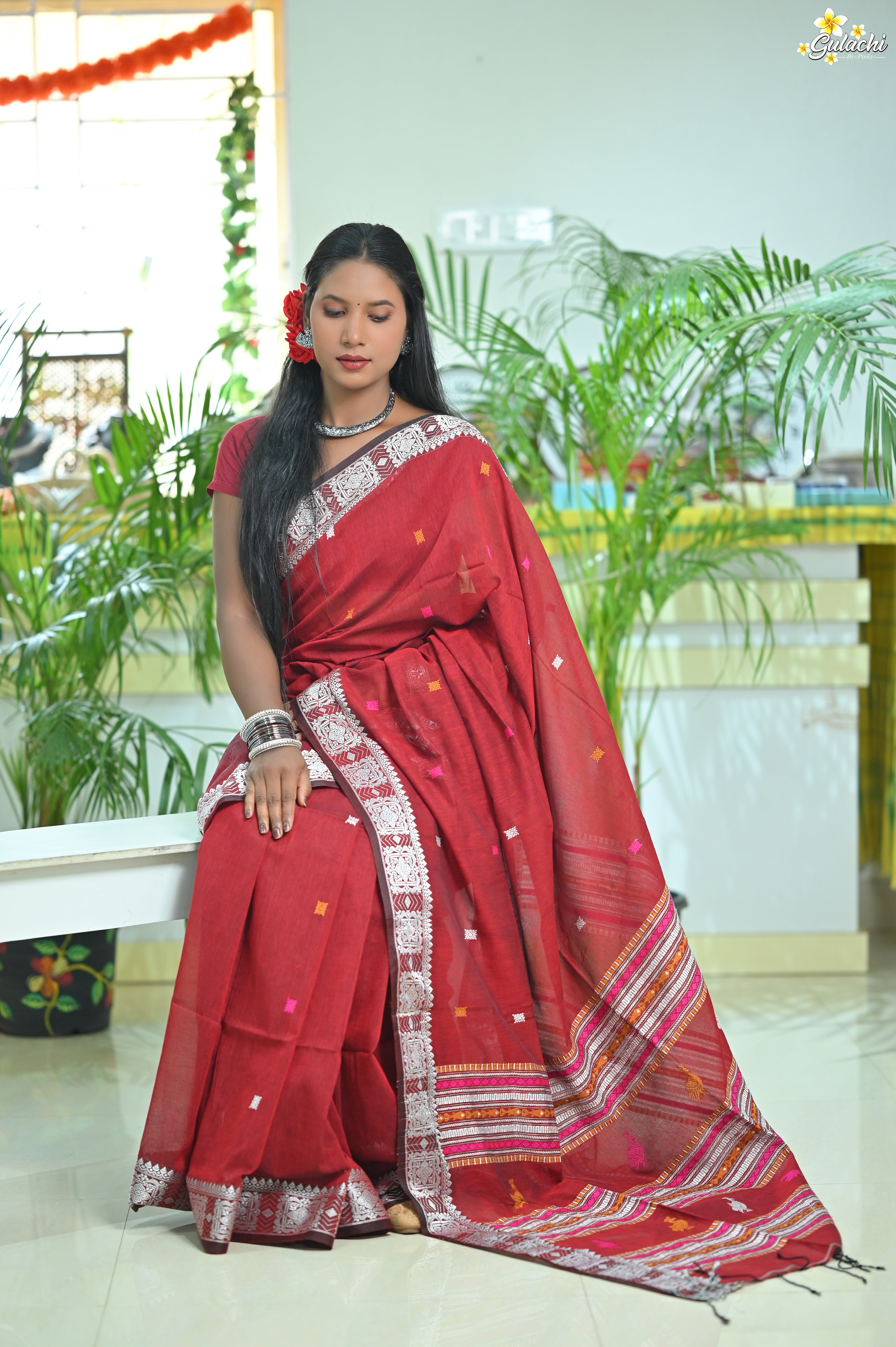 Mercerised Tribal Fusion Saree